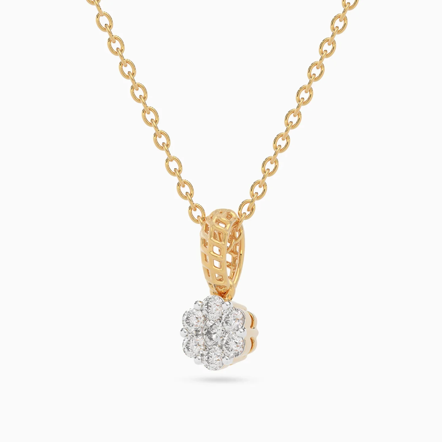Dropped Floral Cluster Diamond Necklace in 18K Gold - 2 Dropped Floral Cluster Diamond Necklace in 18K Gold - 2