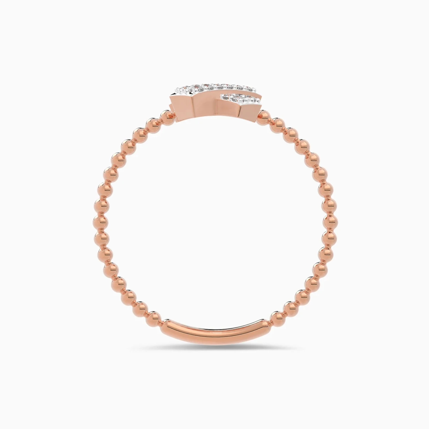 X Shaped Motif & Beaded Diamond Ring in 18K Gold - 4 X Shaped Motif & Beaded Diamond Ring in 18K Gold - 4