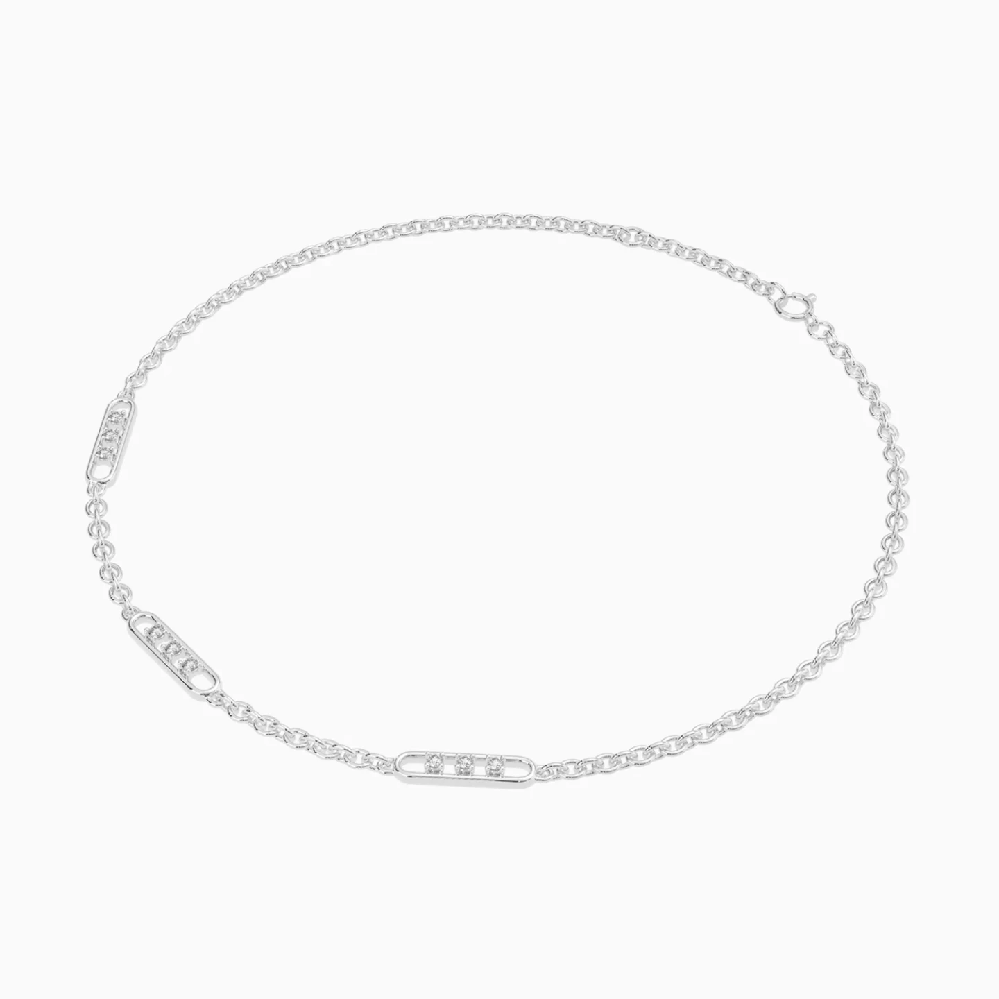 Elongated Links Diamond Chain Bracelet in 18K Gold - 3 Elongated Links Diamond Chain Bracelet in 18K Gold - 3