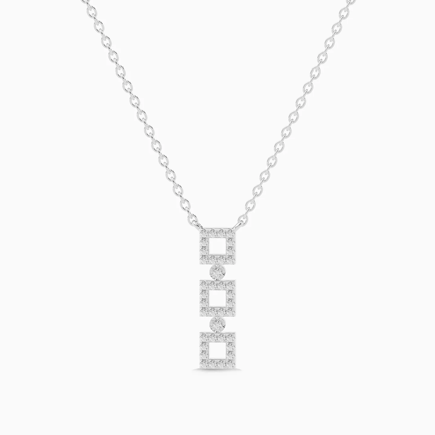 Three Squared Frames Diamond Necklace in 18K Gold Three Squared Frames Diamond Necklace in 18K Gold