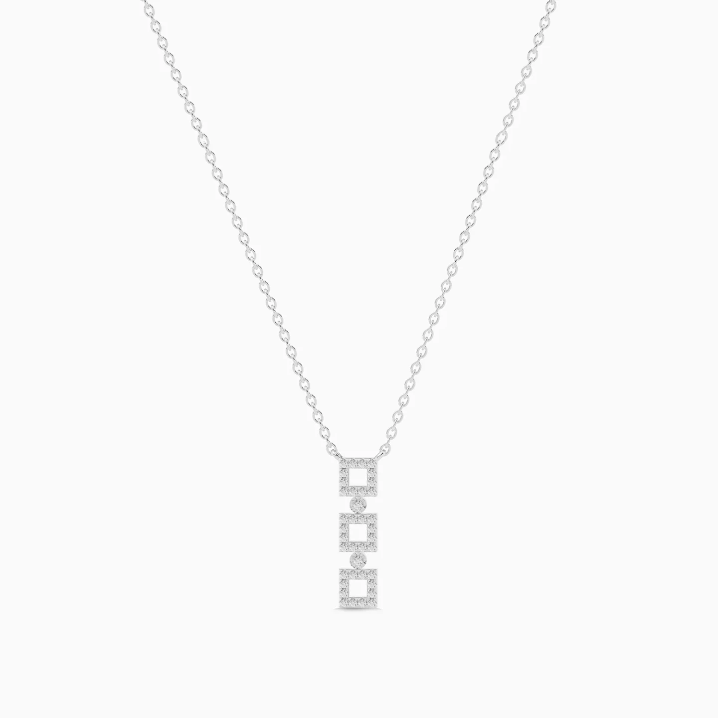 Three Squared Frames Diamond Necklace in 18K Gold - 4 Three Squared Frames Diamond Necklace in 18K Gold - 4