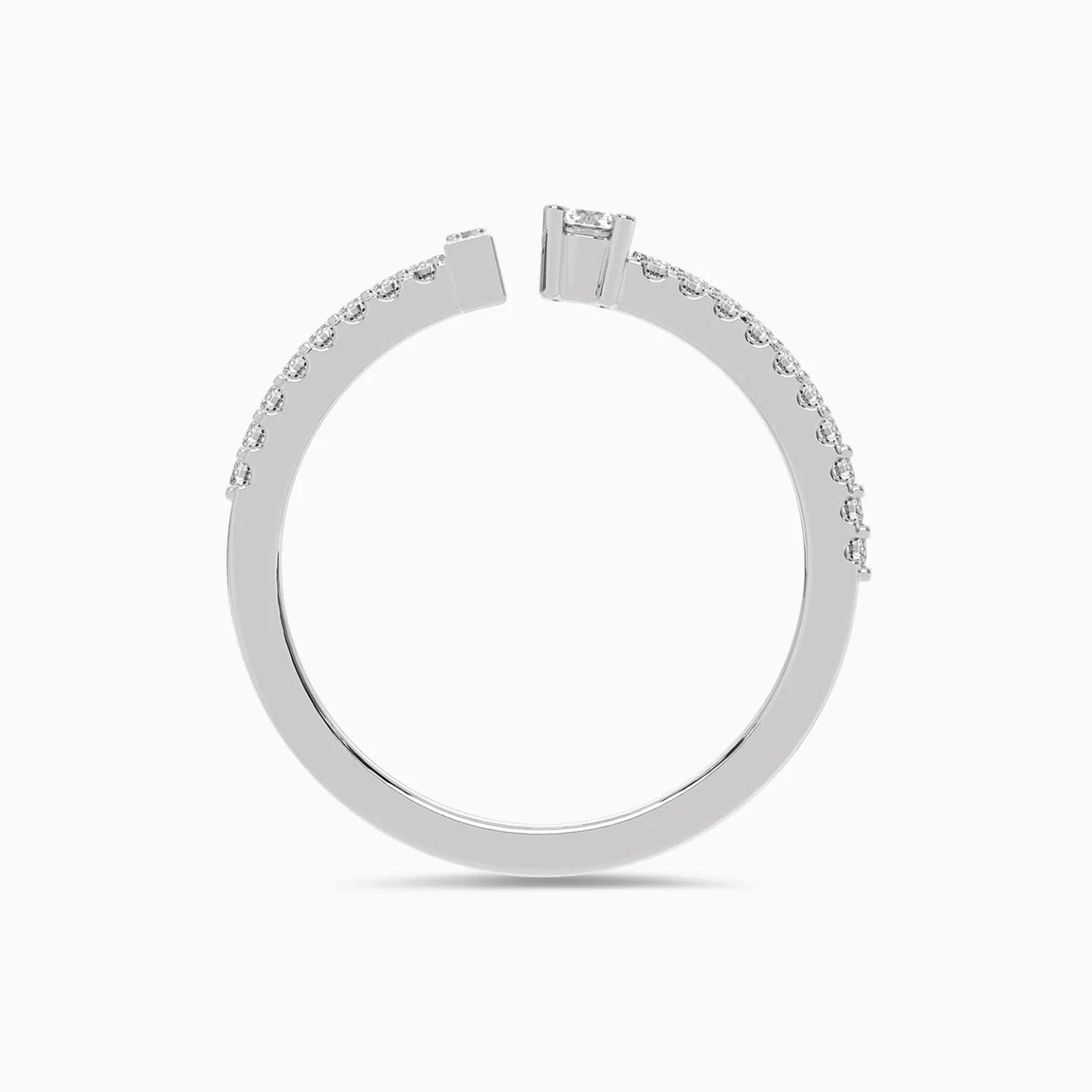 Vertical Bar & Round Diamond Open Ring in 18K Gold - 4 Vertical Bar & Round Diamond Open Ring in 18K Gold - 4