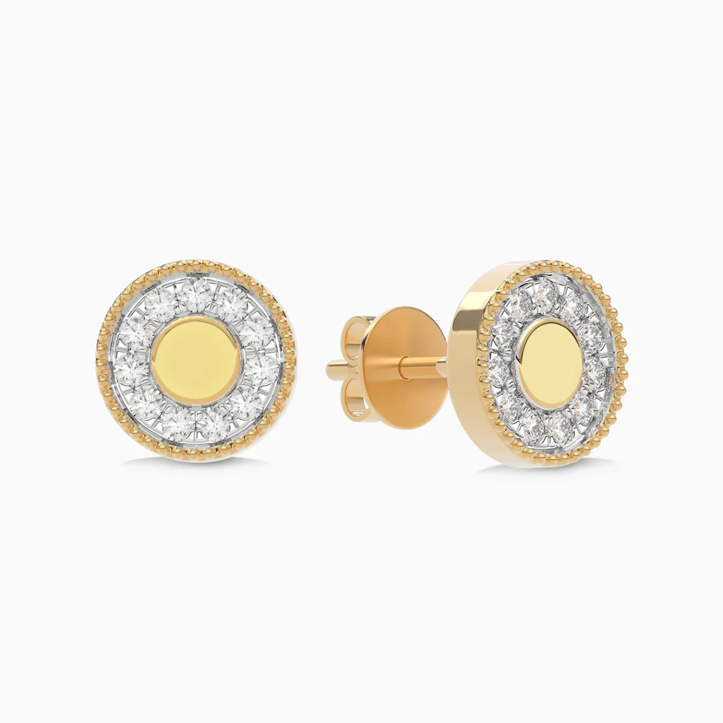 Round Halo Diamond Stud Earrings in 18K Gold Round Halo Diamond Stud Earrings in 18K Gold