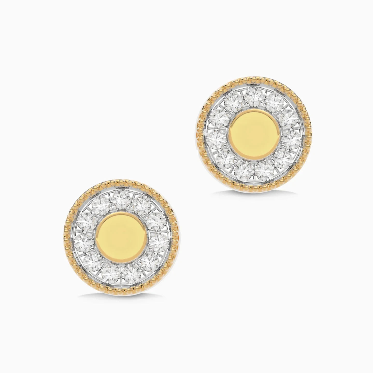 Round Halo Diamond Stud Earrings in 18K Gold - 3 Round Halo Diamond Stud Earrings in 18K Gold - 3