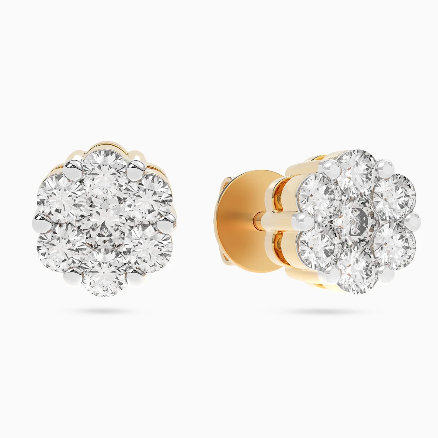 Flower Cluster Diamond Stud Earrings in 18K Gold Flower Cluster Diamond Stud Earrings in 18K Gold