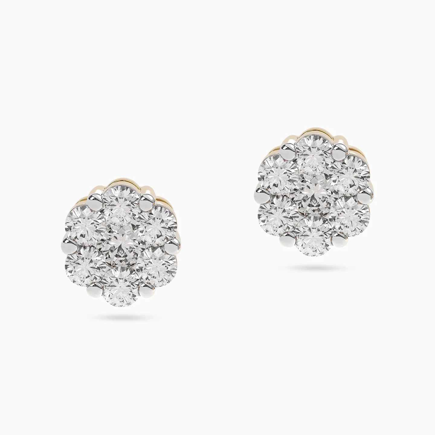 Flower Cluster Diamond Stud Earrings in 18K Gold - 3 Flower Cluster Diamond Stud Earrings in 18K Gold - 3