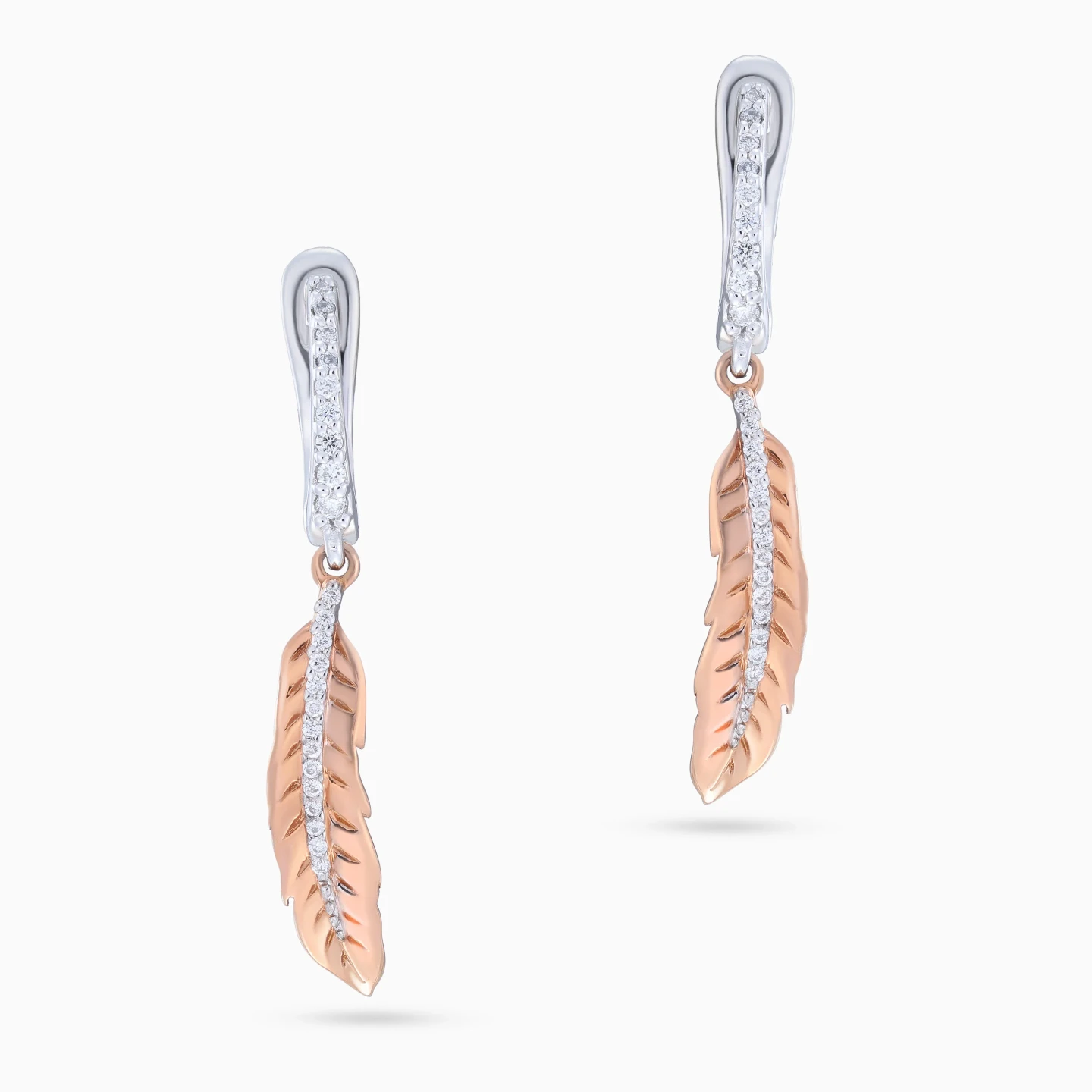 Feather Diamonds Drop Earrings in 18K Gold - 3 Feather Diamonds Drop Earrings in 18K Gold - 3