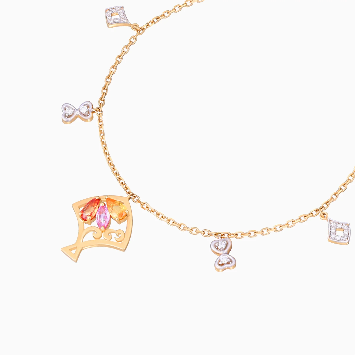 Fan & Bow Diamond Chain Bracelet in 18K Gold - 4 Fan & Bow Diamond Chain Bracelet in 18K Gold - 4