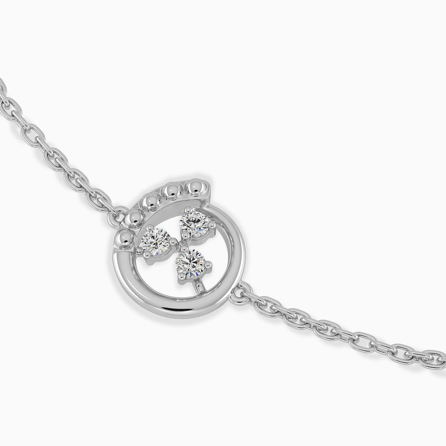 Three leaf Clover Circular Diamond Chain Bracelet in 18K Gold - 3 Three leaf Clover Circular Diamond Chain Bracelet in 18K Gold - 3
