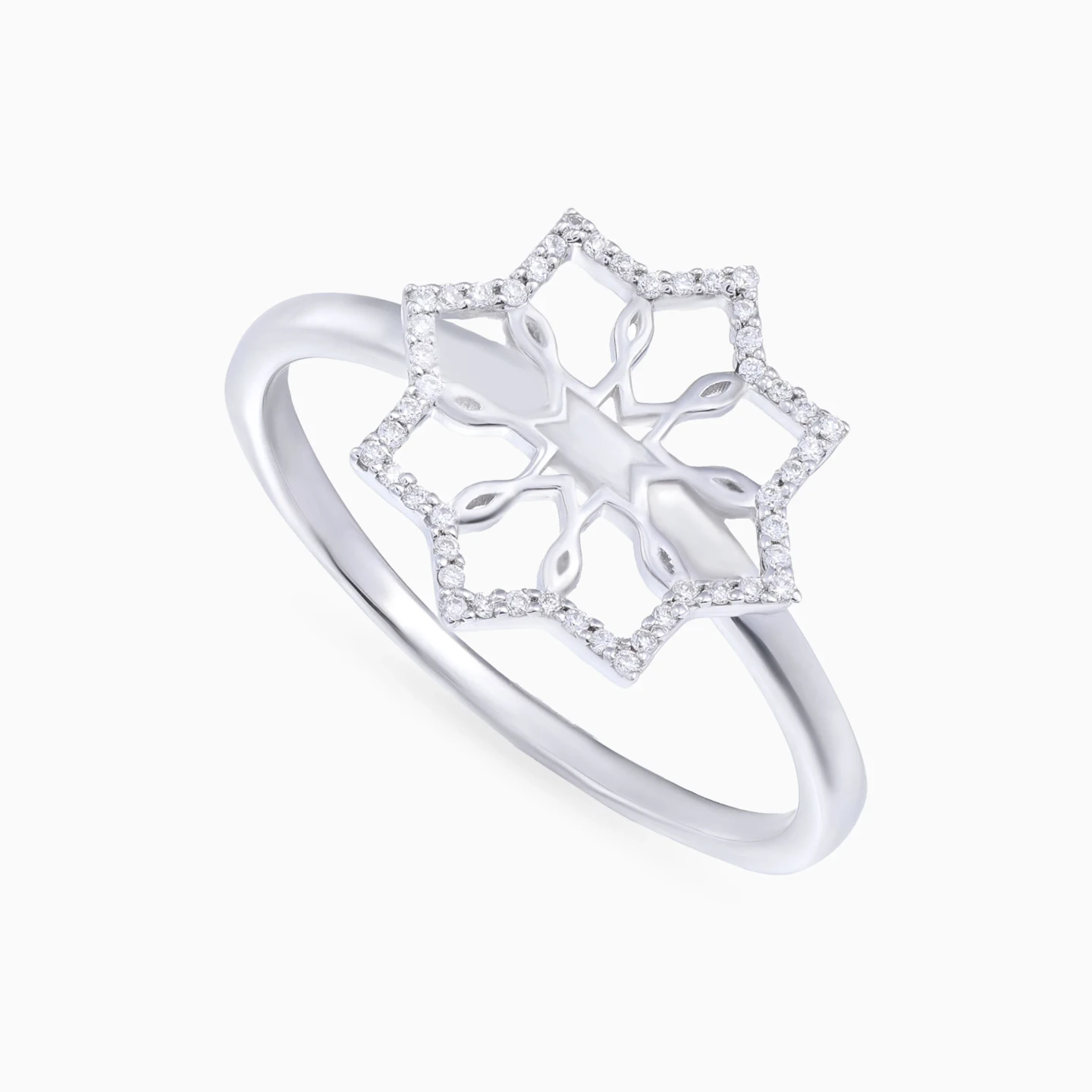 Floral Star Diamond Ring in 18K Gold - 3 Floral Star Diamond Ring in 18K Gold - 3