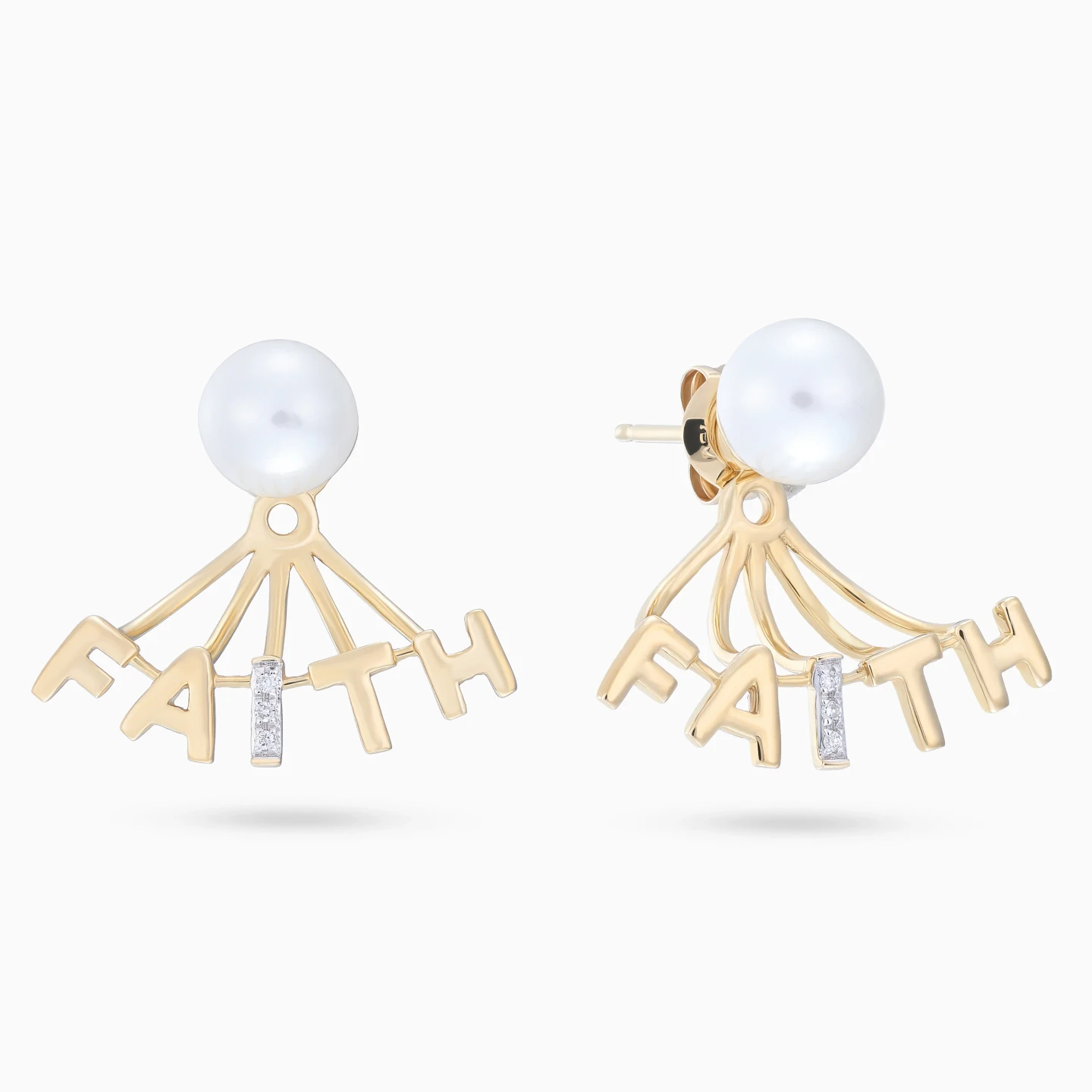 FAITH Pearl Diamond Stud Earrings in 18K Gold FAITH Pearl Diamond Stud Earrings in 18K Gold