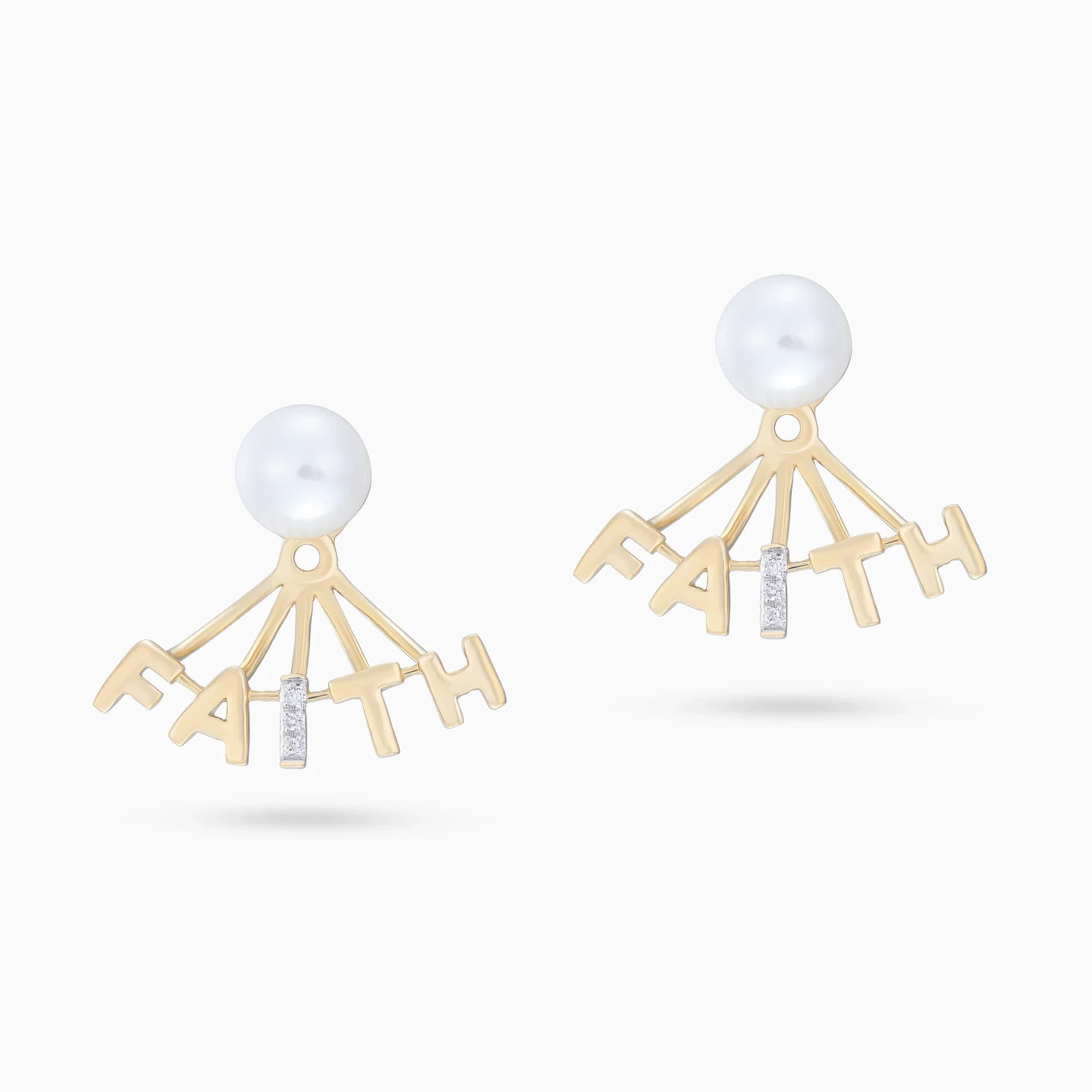 FAITH Pearl Diamond Stud Earrings in 18K Gold - 3 FAITH Pearl Diamond Stud Earrings in 18K Gold - 3
