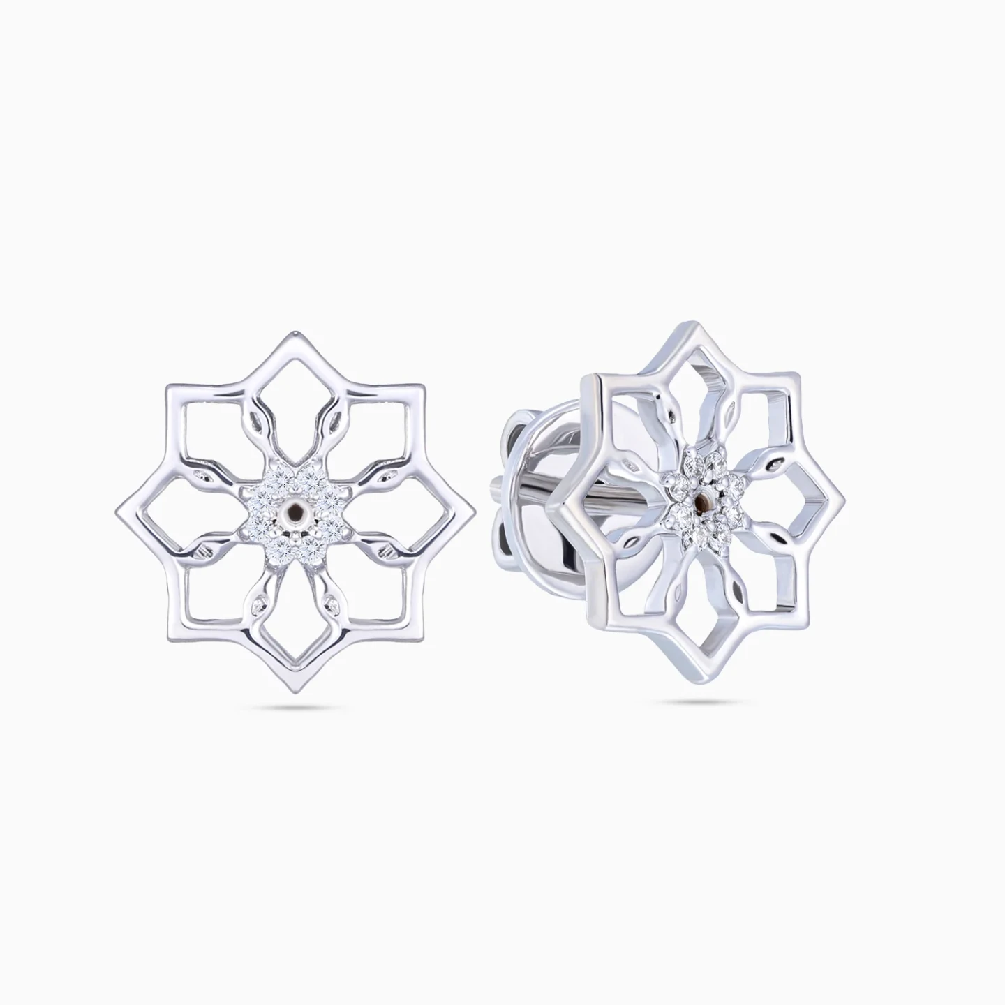 Floral Star Diamond Stud Earrings in 18K Gold Floral Star Diamond Stud Earrings in 18K Gold