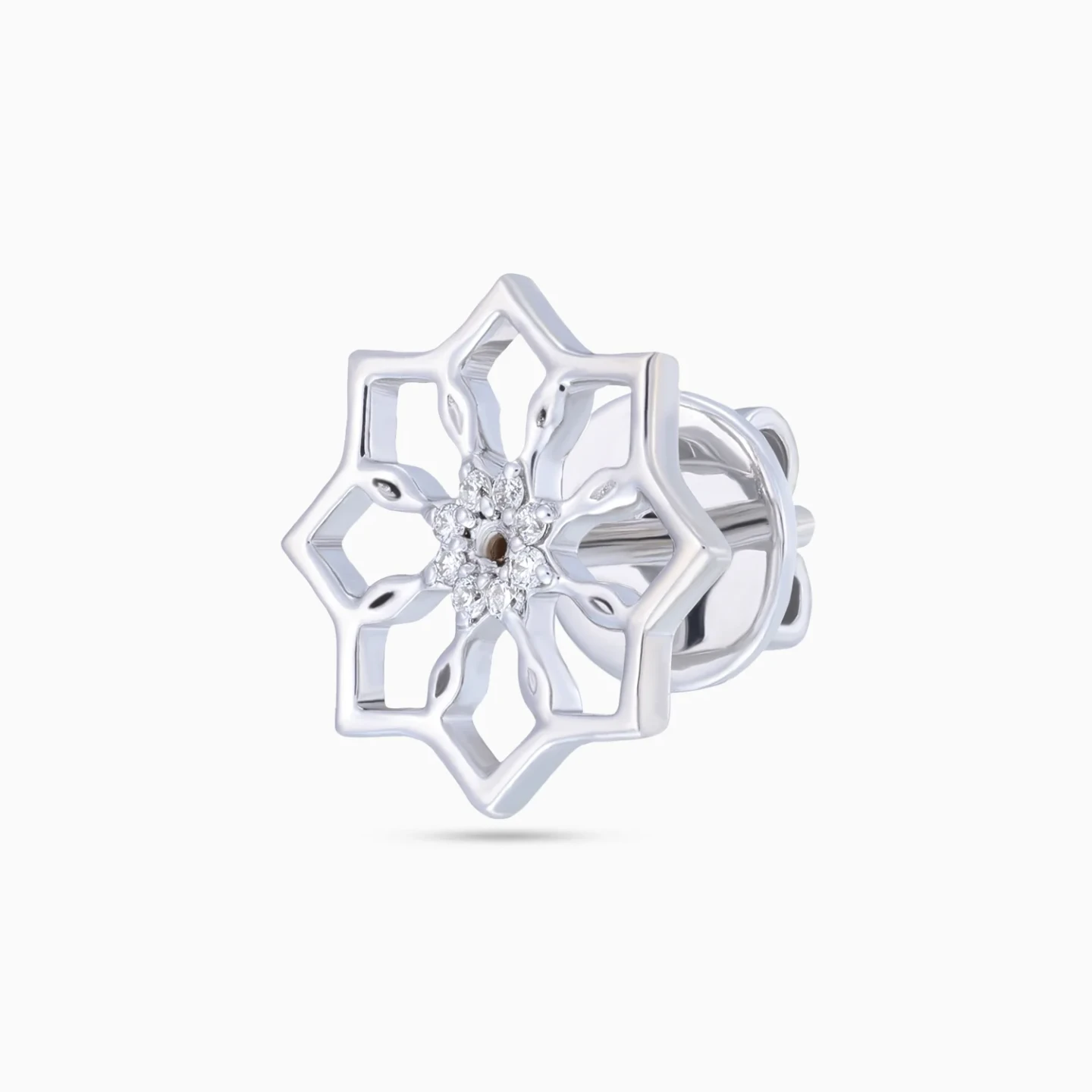 Floral Star Diamond Stud Earrings in 18K Gold - 4 Floral Star Diamond Stud Earrings in 18K Gold - 4