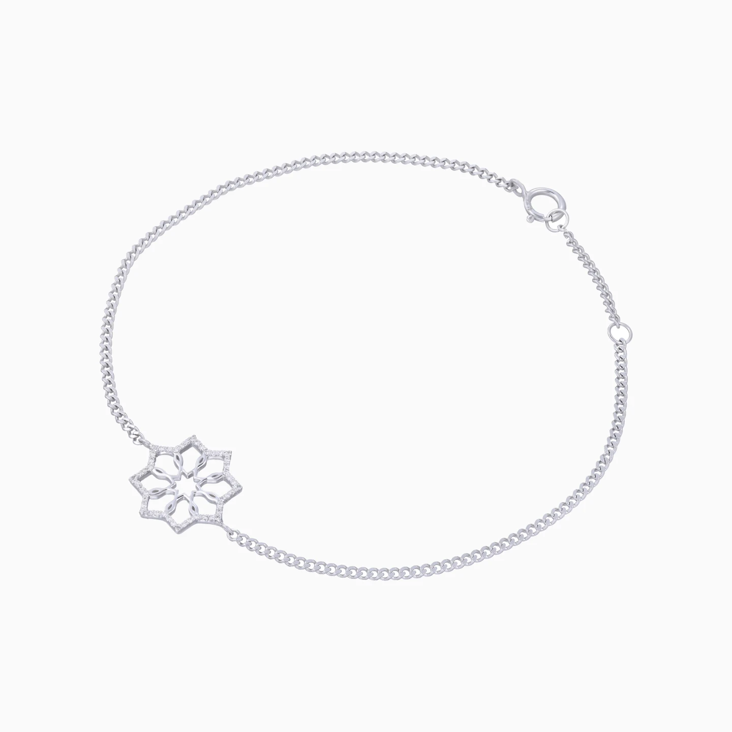 Floral Star Diamond Chain Bracelet in 18K Gold - 3 Floral Star Diamond Chain Bracelet in 18K Gold - 3