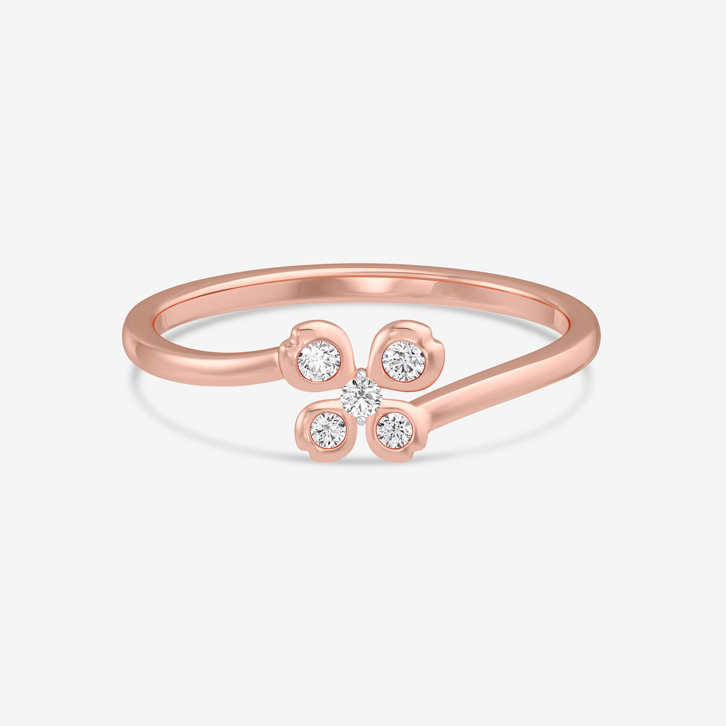 Four Petal Flower Diamond Ring in 18K Gold Four Petal Flower Diamond Ring in 18K Gold