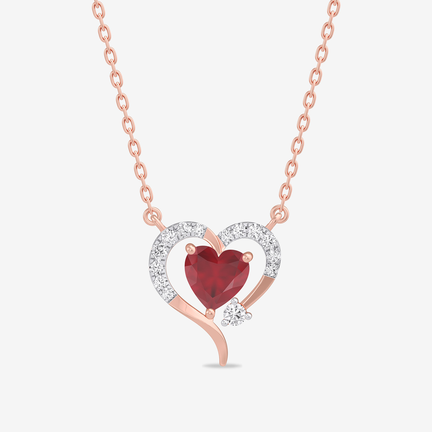 Curves & Heart Red Stone Diamond Necklace in 18K Gold Curves & Heart Red Stone Diamond Necklace in 18K Gold