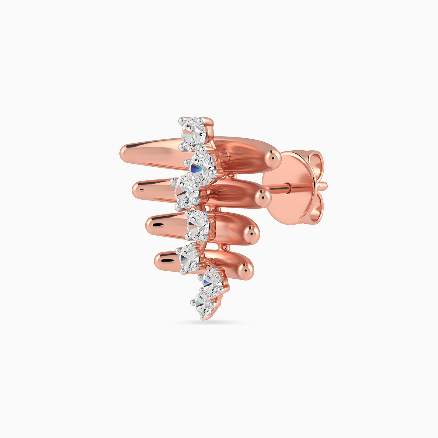 Four Bars Diamond Stud Earrings in 18K Gold - 4 Four Bars Diamond Stud Earrings in 18K Gold - 4