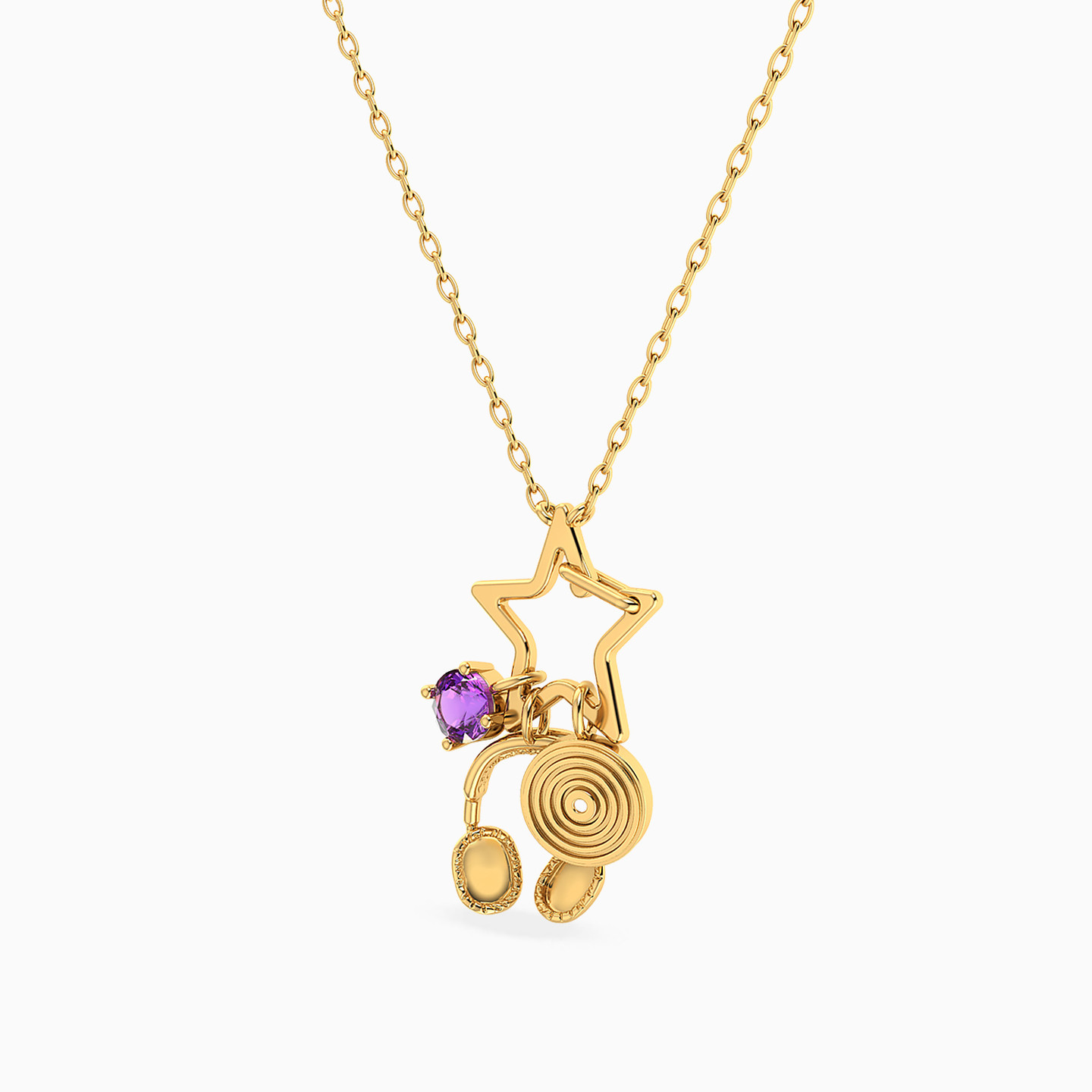 Music Lover Purple Stone Necklace in 18K Gold - 2 Music Lover Purple Stone Necklace in 18K Gold - 2