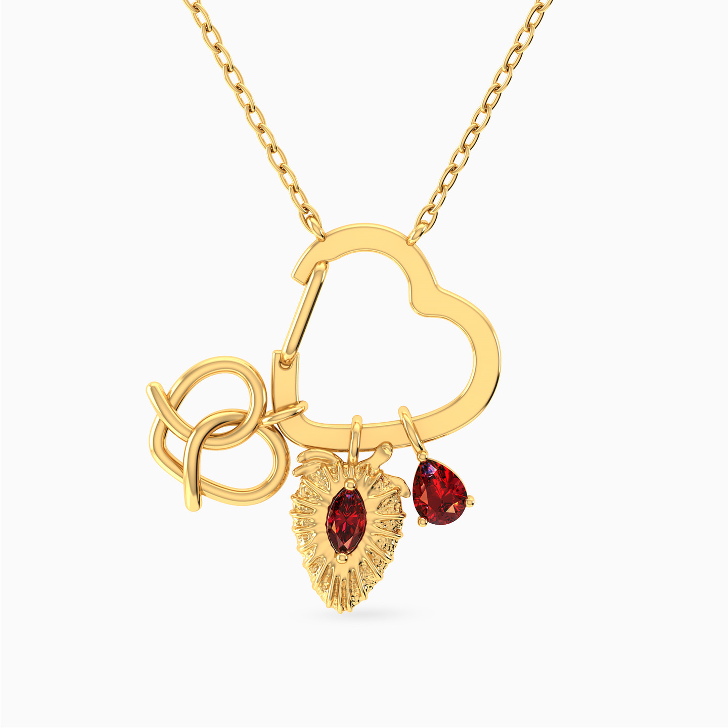 Romantic Charms Red Stones Necklace in 18K Gold Romantic Charms Red Stones Necklace in 18K Gold