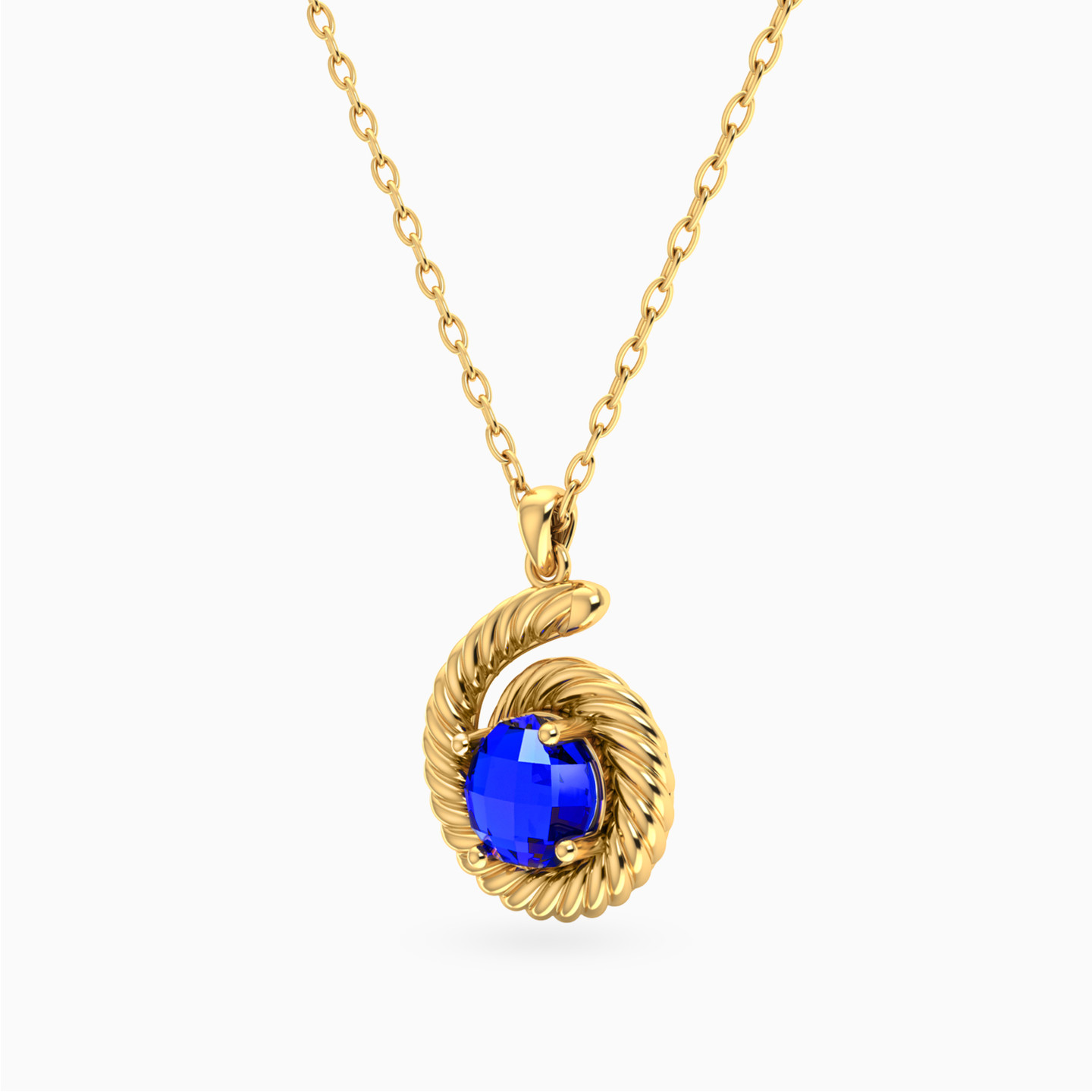 Ocean Waves Blue Stone Necklace in 18K Gold - 2 Ocean Waves Blue Stone Necklace in 18K Gold - 2