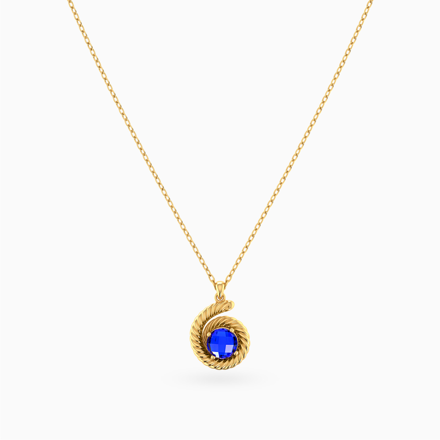 Ocean Waves Blue Stone Necklace in 18K Gold - 3 Ocean Waves Blue Stone Necklace in 18K Gold - 3