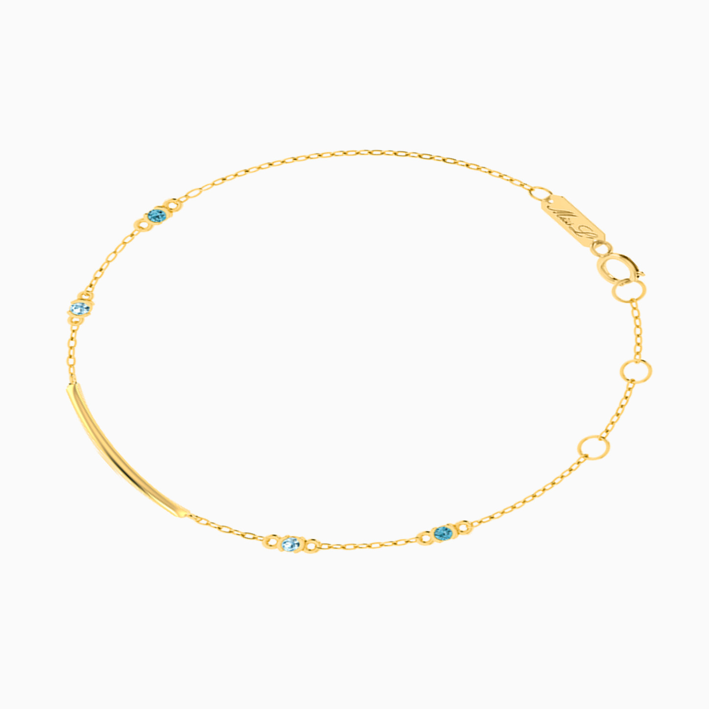 Circle Green Stones Chain Bracelet in 18K Gold - 2 Circle Green Stones Chain Bracelet in 18K Gold - 2