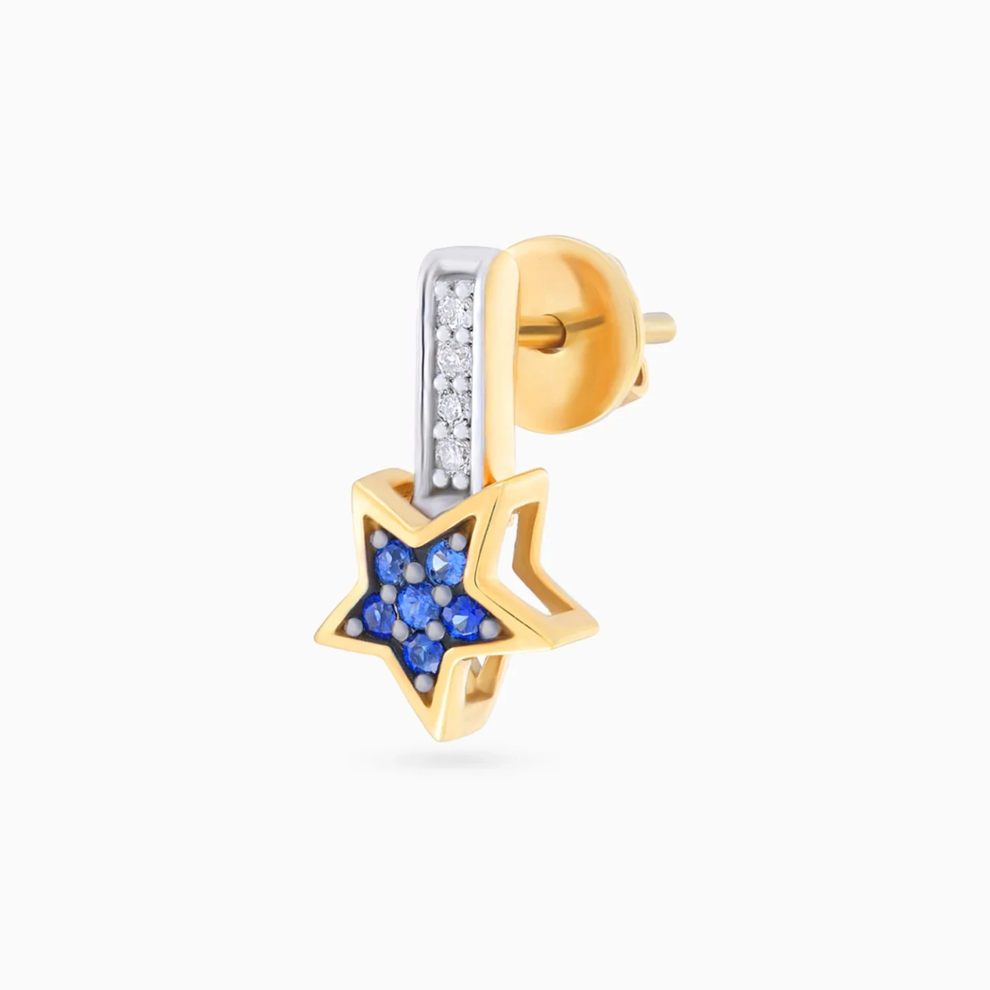 Star Diamonds & Sapphire Stud Earrings in 18K Gold - 4 Star Diamonds & Sapphire Stud Earrings in 18K Gold - 4