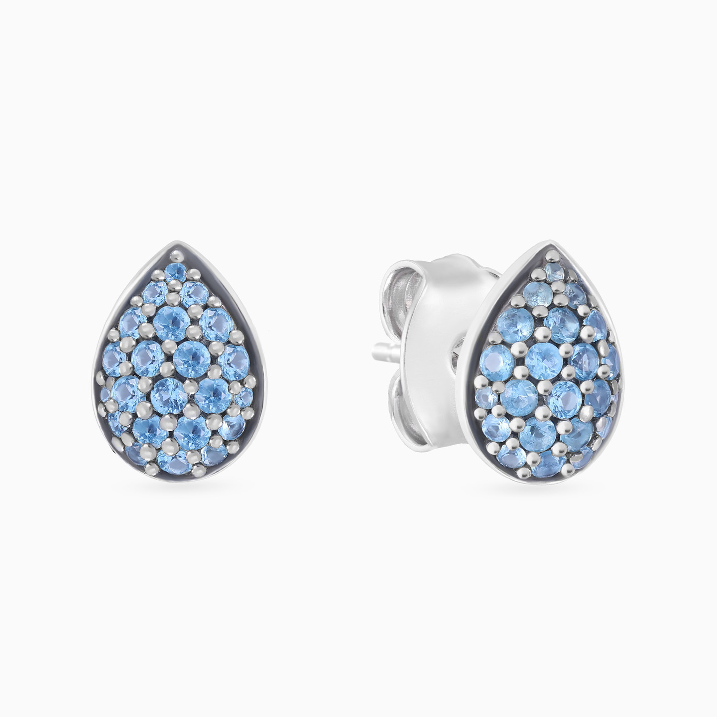 Teardrop Blue Stones Stud Earrings in Sterling Silver Teardrop Blue Stones Stud Earrings in Sterling Silver