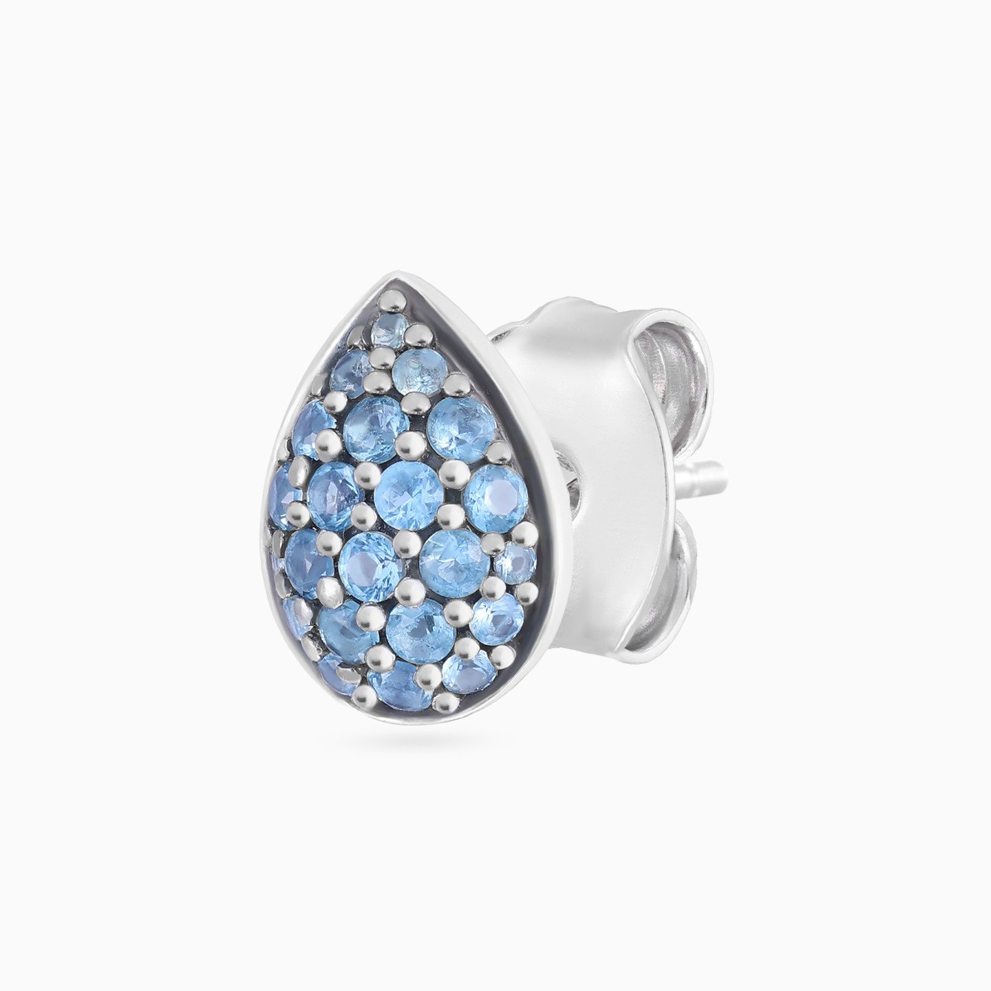 Teardrop Blue Stones Stud Earrings in Sterling Silver - 3 Teardrop Blue Stones Stud Earrings in Sterling Silver - 3