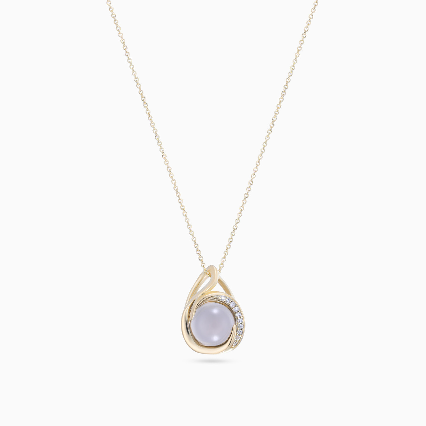Semi Spiral Colored Stones Necklace in Yellow Gold Plating - 3 Semi Spiral Colored Stones Necklace in Yellow Gold Plating - 3