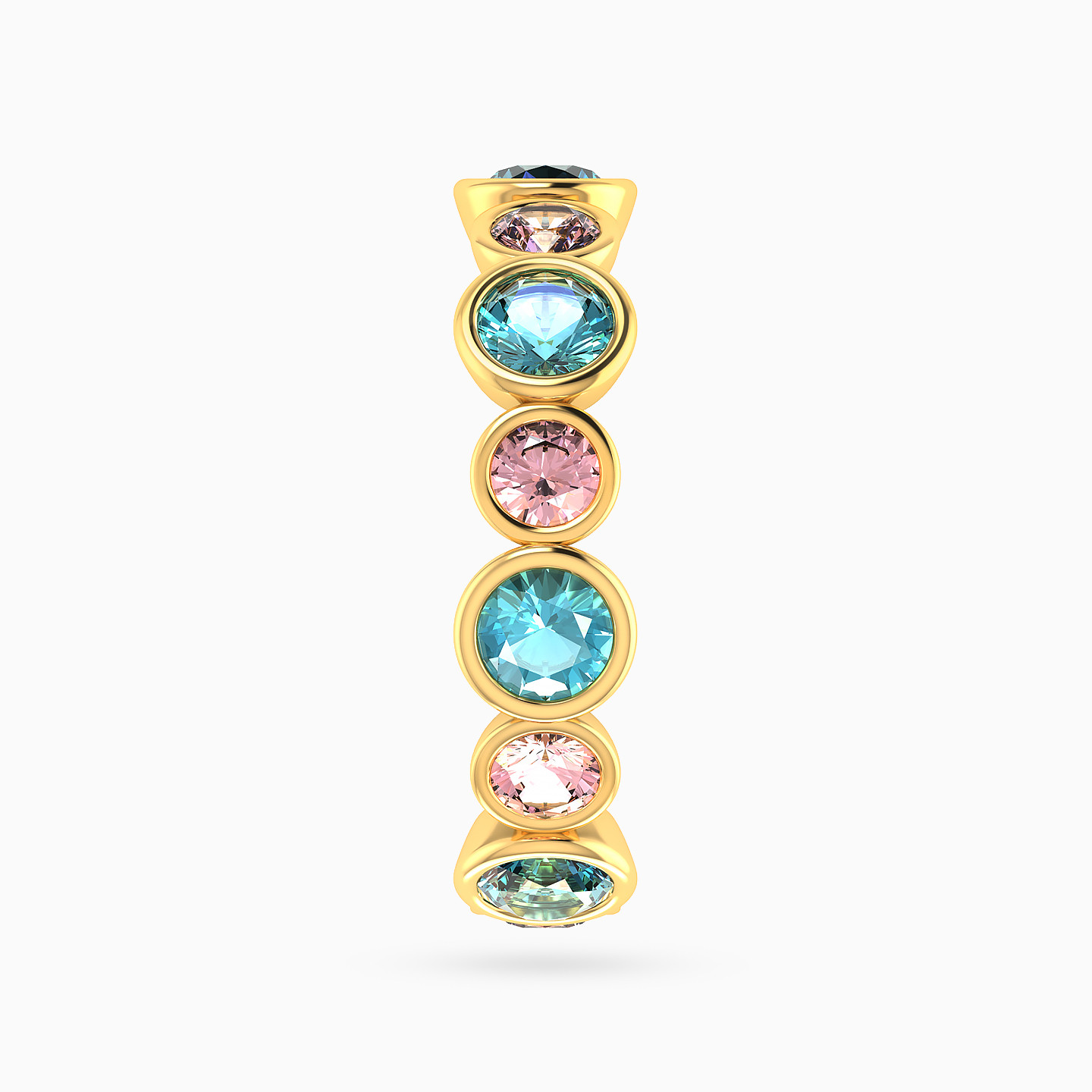 Round Shaped Colored Stones Hoop Earring in 14K Gold - 1 Piece - 4 Round Shaped Colored Stones Hoop Earring in 14K Gold - 1 Piece - 4