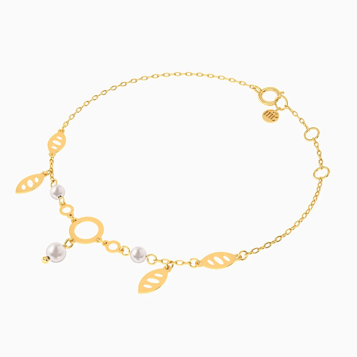 Eye Motif & Round Link Pearl Chain Bracelet in 18K Gold - 3 Eye Motif & Round Link Pearl Chain Bracelet in 18K Gold - 3