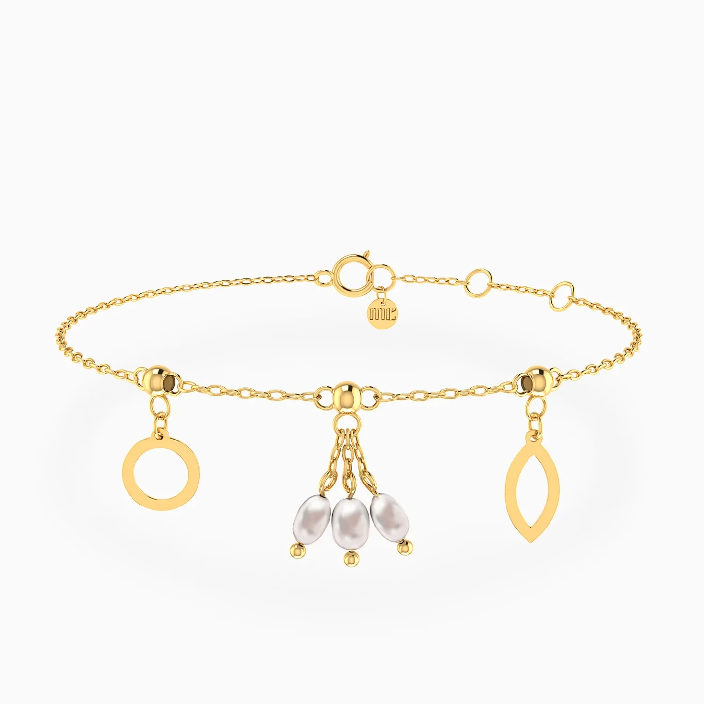 Eye Motif & Round Link Pearl Chain Bracelet in 18K Gold Eye Motif & Round Link Pearl Chain Bracelet in 18K Gold