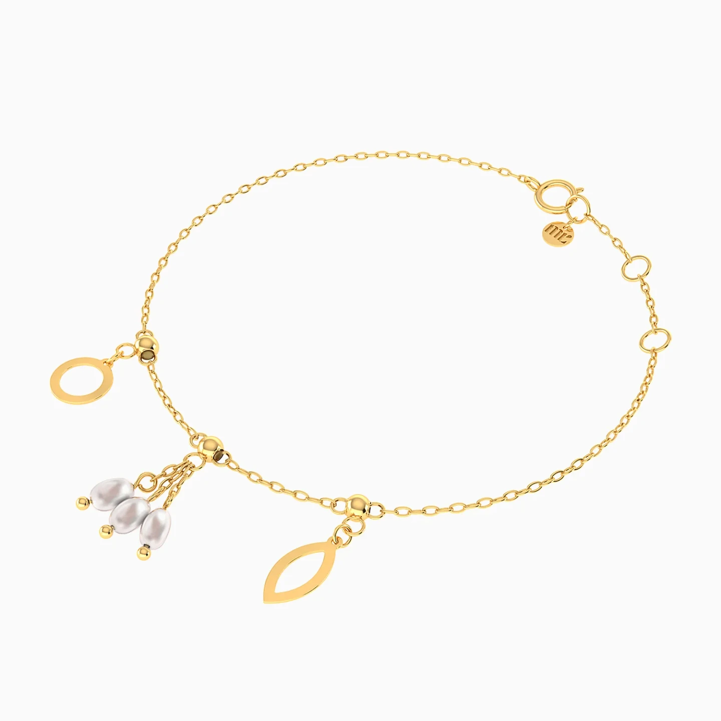 Eye Motif & Round Link Pearl Chain Bracelet in 18K Gold - 3 Eye Motif & Round Link Pearl Chain Bracelet in 18K Gold - 3