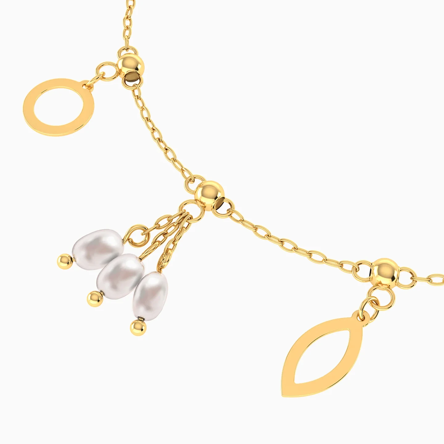 Eye Motif & Round Link Pearl Chain Bracelet in 18K Gold - 4 Eye Motif & Round Link Pearl Chain Bracelet in 18K Gold - 4