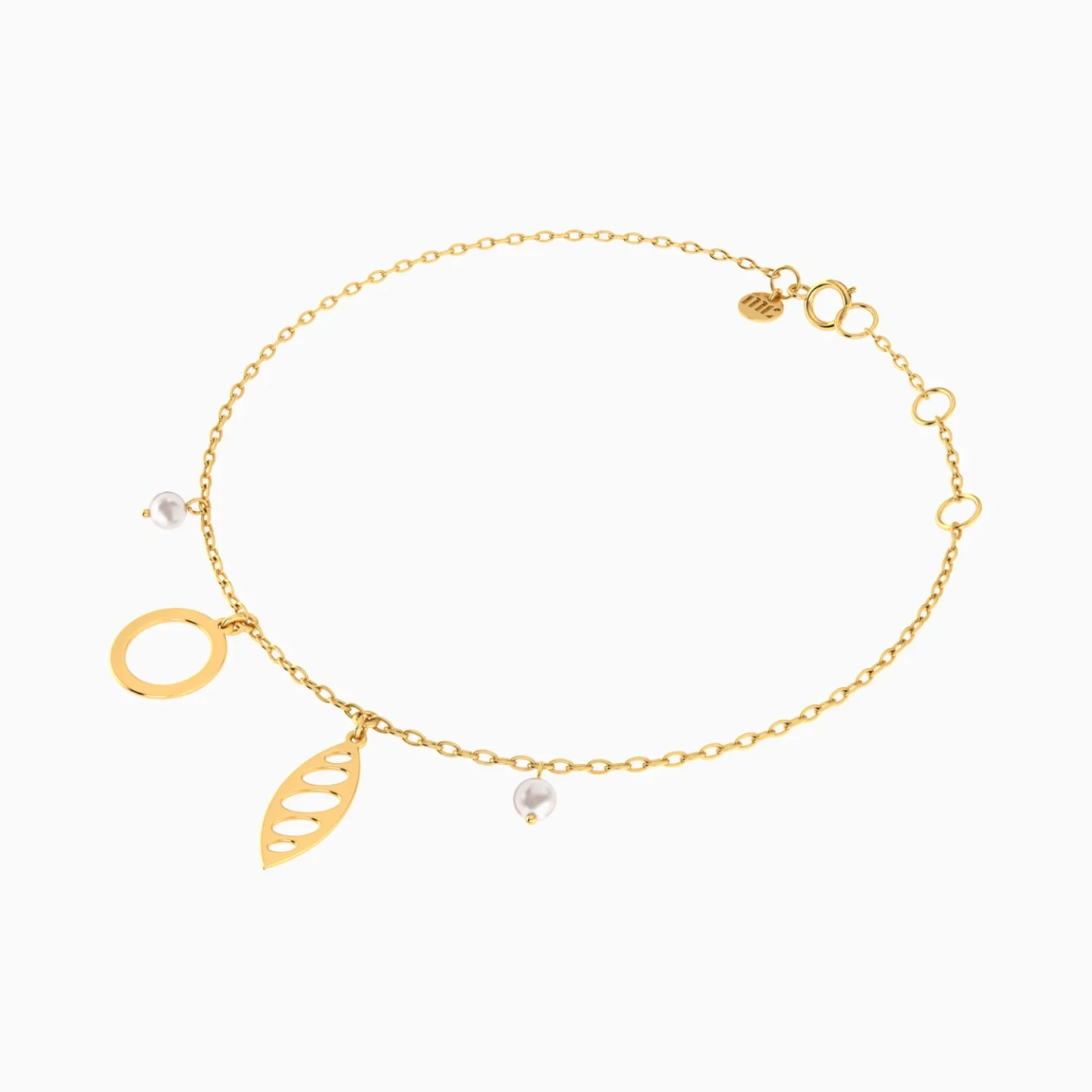 Eye Motif & Round Link Pearl Chain Bracelet in 18K Gold - 3 Eye Motif & Round Link Pearl Chain Bracelet in 18K Gold - 3