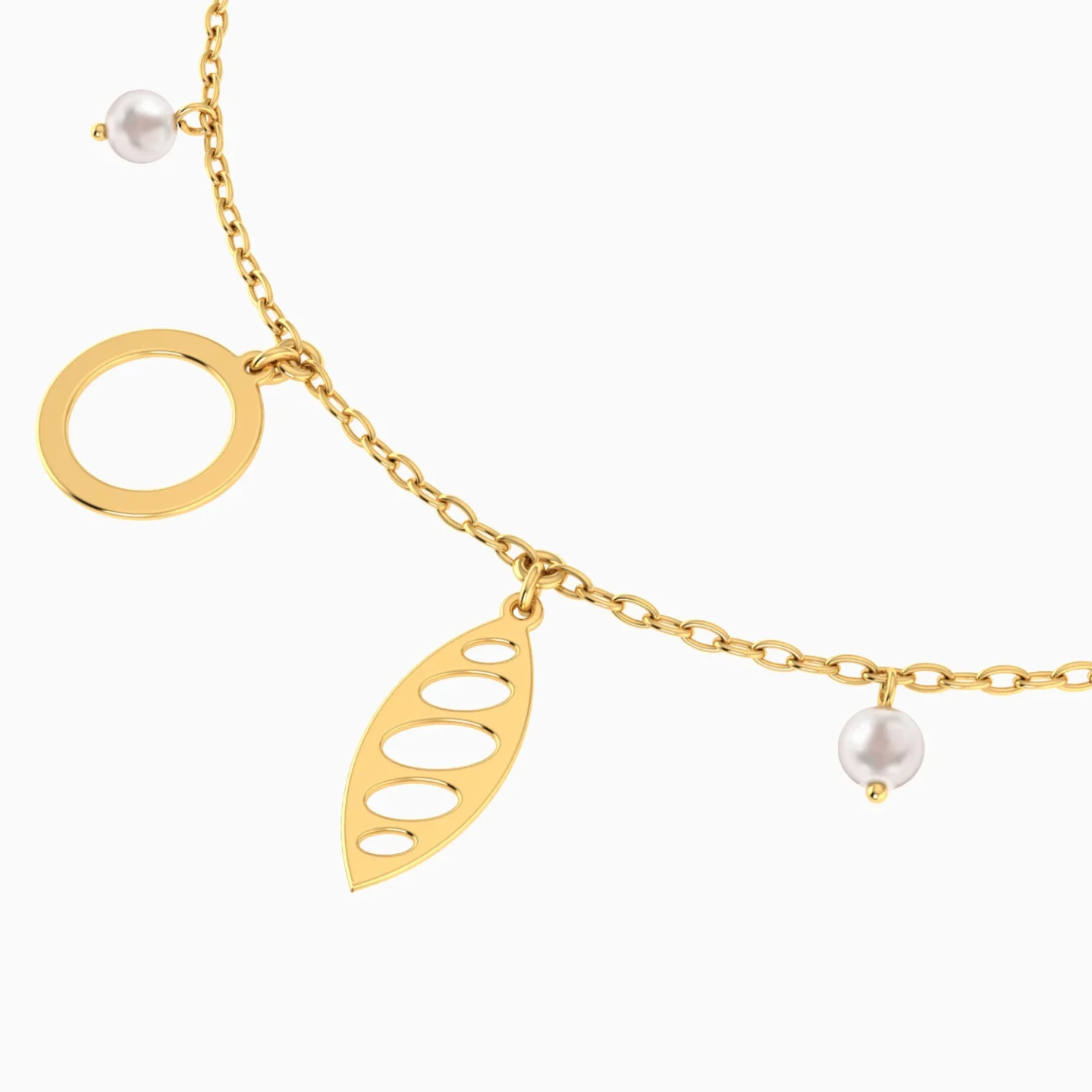 Eye Motif & Round Link Pearl Chain Bracelet in 18K Gold - 4 Eye Motif & Round Link Pearl Chain Bracelet in 18K Gold - 4