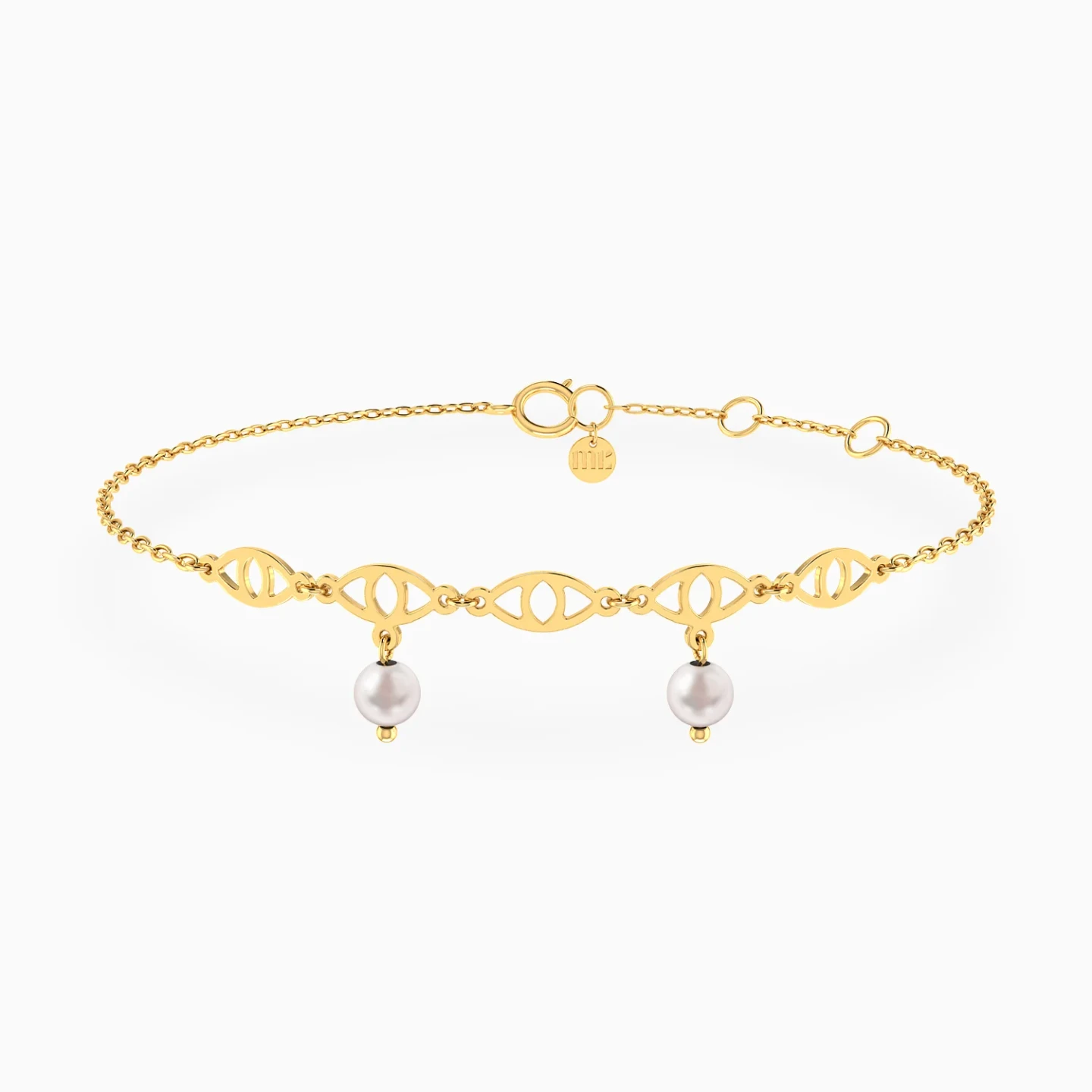 Eye Motifs Pearl Chain Bracelet in 18K Gold Eye Motifs Pearl Chain Bracelet in 18K Gold
