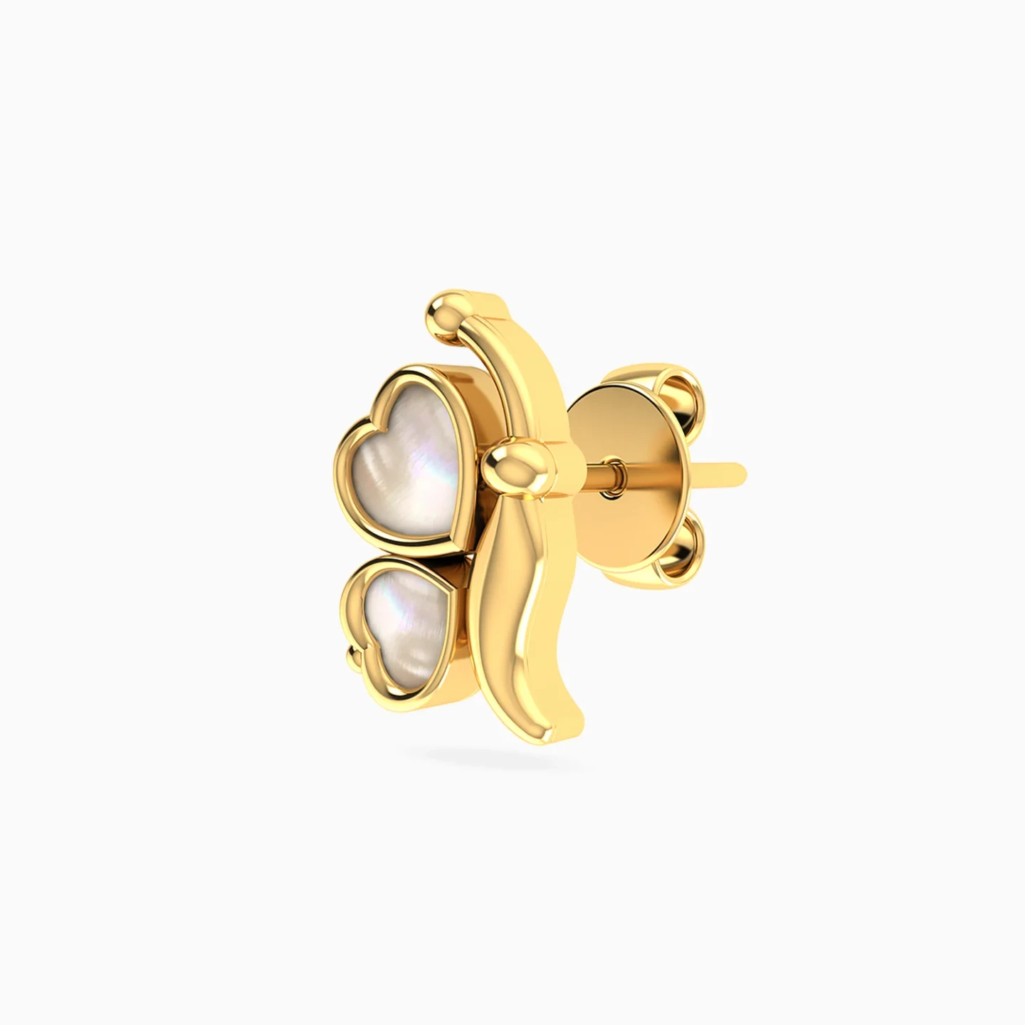 Kids Half Butterfly White Stones Stud Earrings in 18K Gold - 4 Kids Half Butterfly White Stones Stud Earrings in 18K Gold - 4