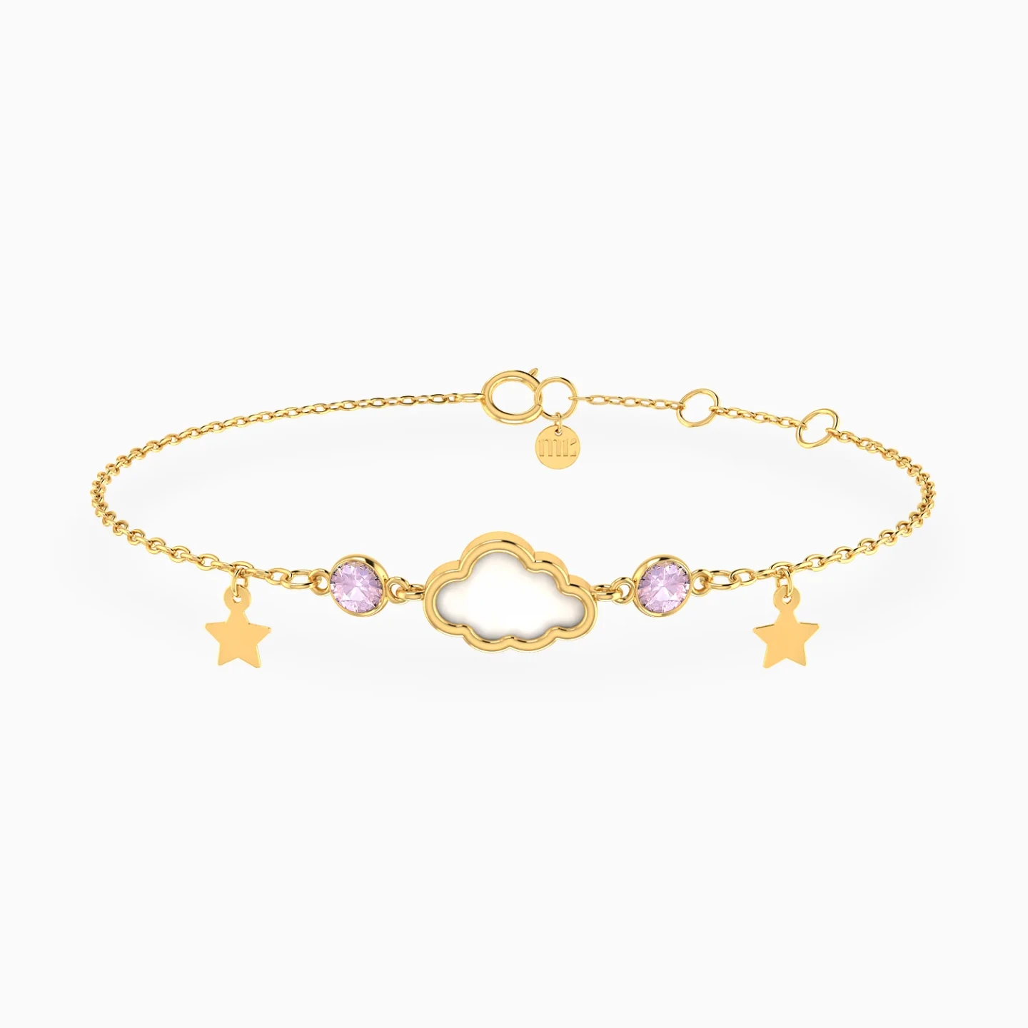 Kids Cloud & Stars Colored Stones Chain Bracelet in 18K Gold Kids Cloud & Stars Colored Stones Chain Bracelet in 18K Gold