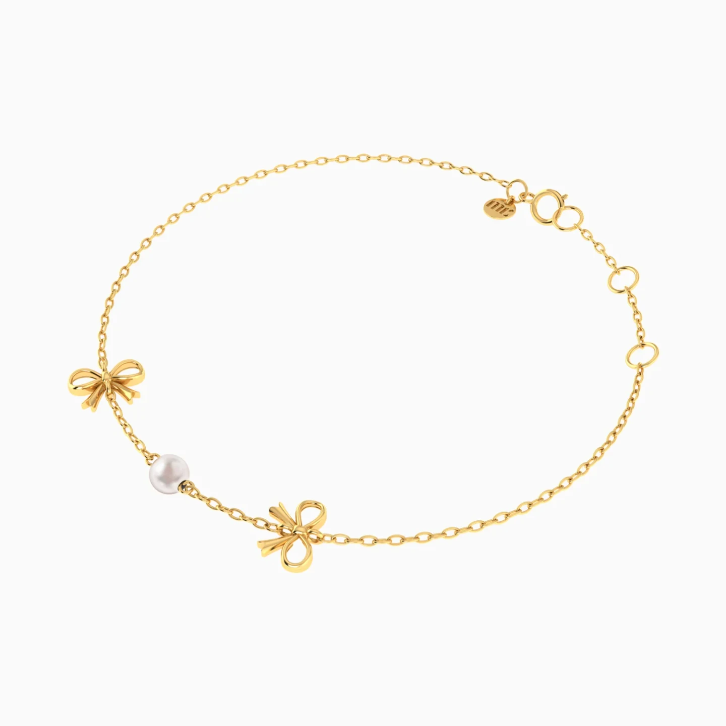 Kids Two Bows Pearl Chain Bracelet in 18K Gold - 3 Kids Two Bows Pearl Chain Bracelet in 18K Gold - 3