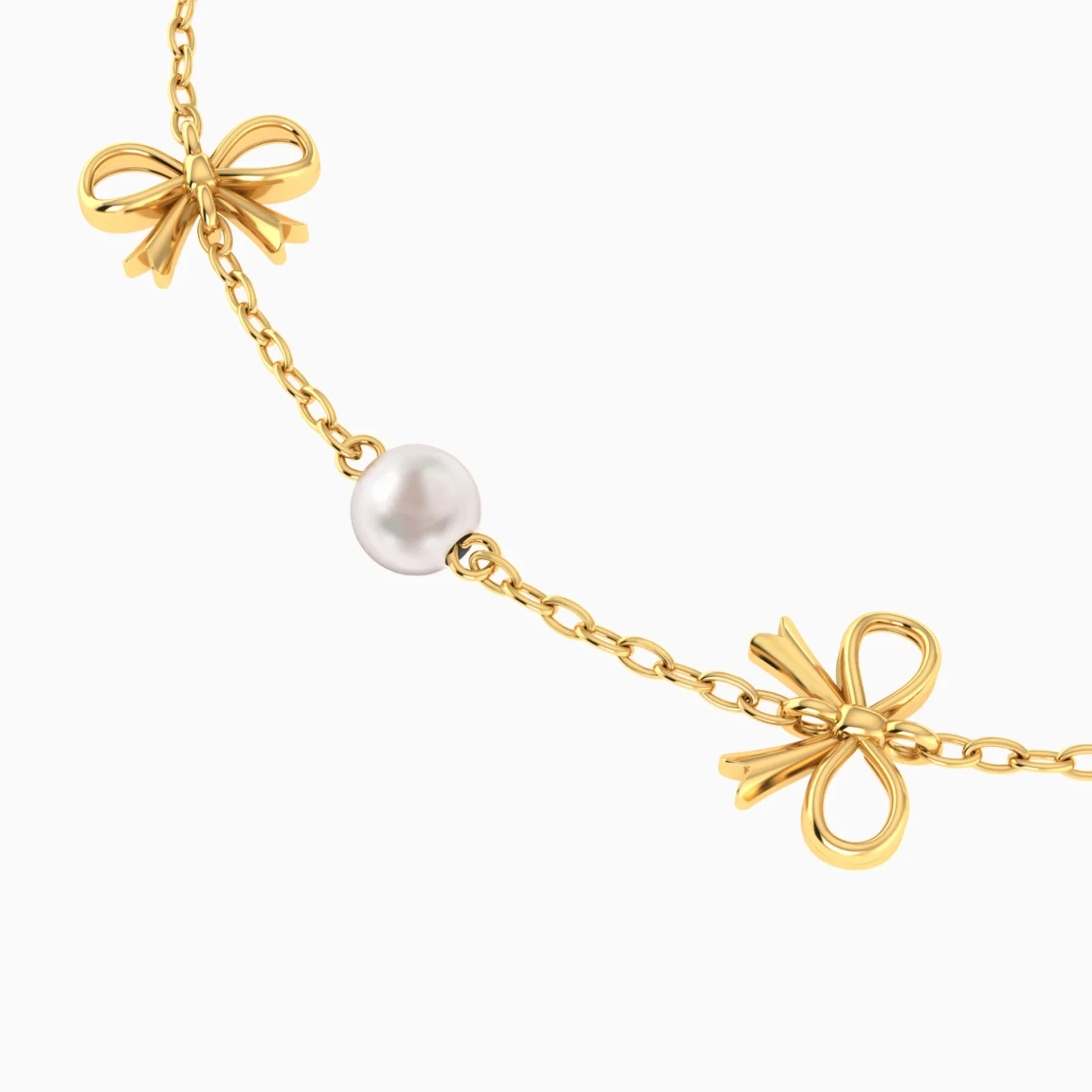 Kids Two Bows Pearl Chain Bracelet in 18K Gold - 4 Kids Two Bows Pearl Chain Bracelet in 18K Gold - 4