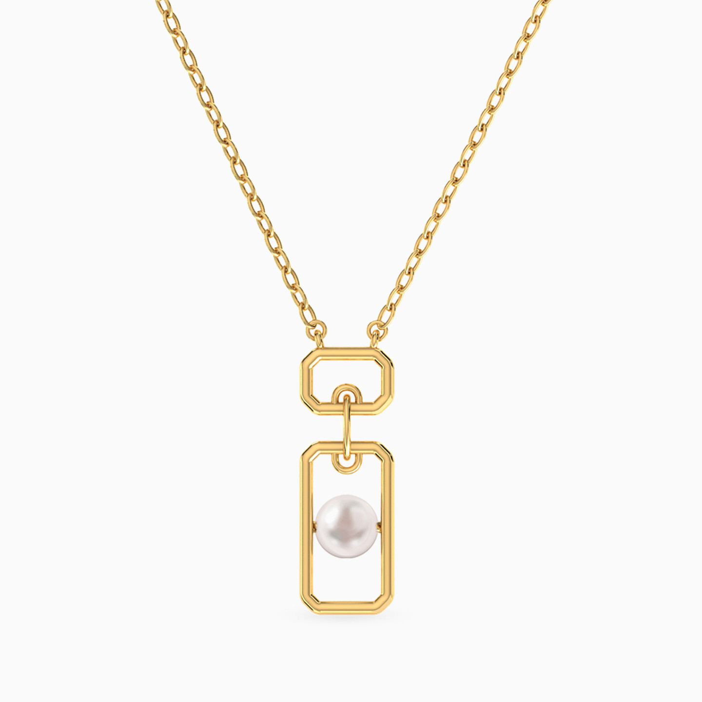 Rectangle Pearl Necklace in 18K Gold Rectangle Pearl Necklace in 18K Gold