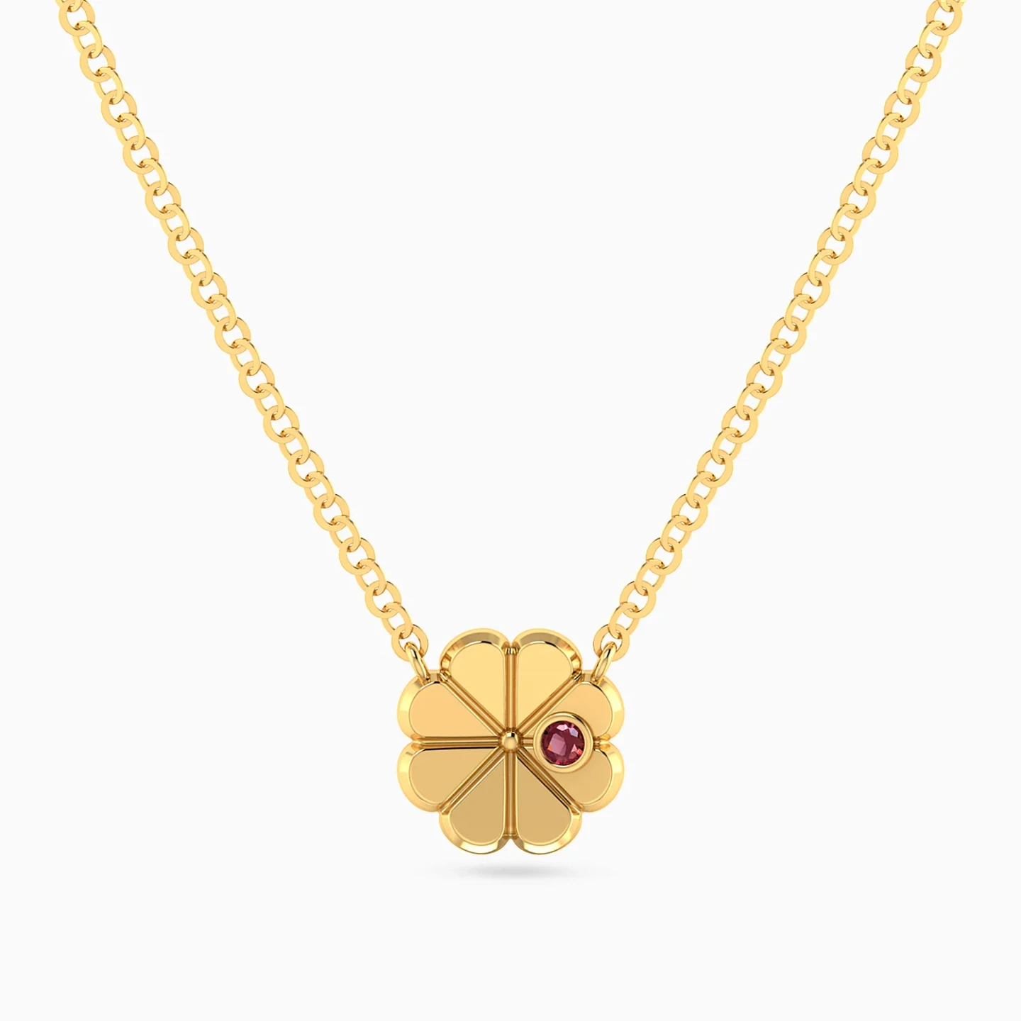 Kids Four Leaf Clover Pink Stone Necklace in 18K Gold Kids Four Leaf Clover Pink Stone Necklace in 18K Gold