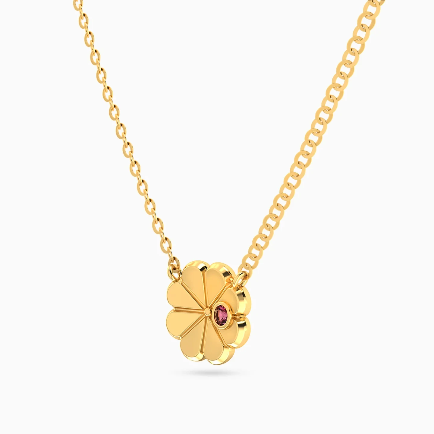 Kids Four Leaf Clover Pink Stone Necklace in 18K Gold - 2 Kids Four Leaf Clover Pink Stone Necklace in 18K Gold - 2