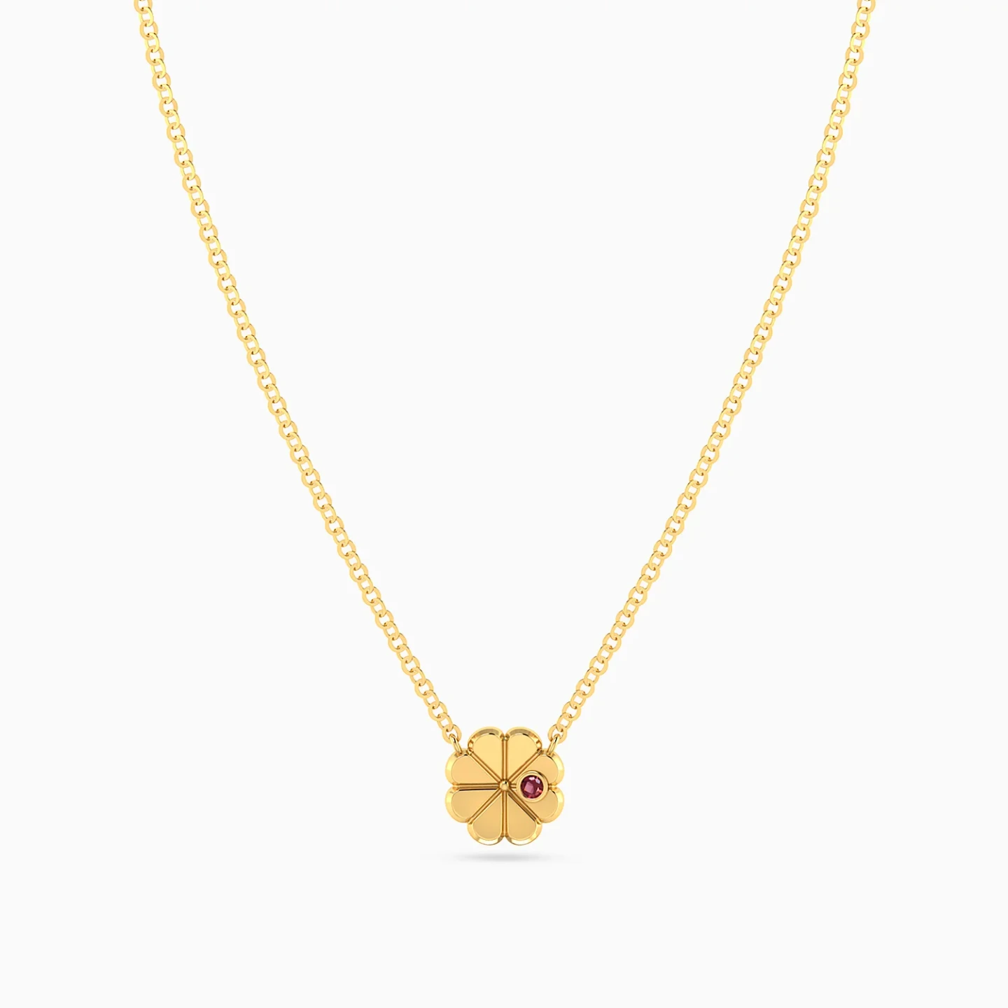 Kids Four Leaf Clover Pink Stone Necklace in 18K Gold - 3 Kids Four Leaf Clover Pink Stone Necklace in 18K Gold - 3