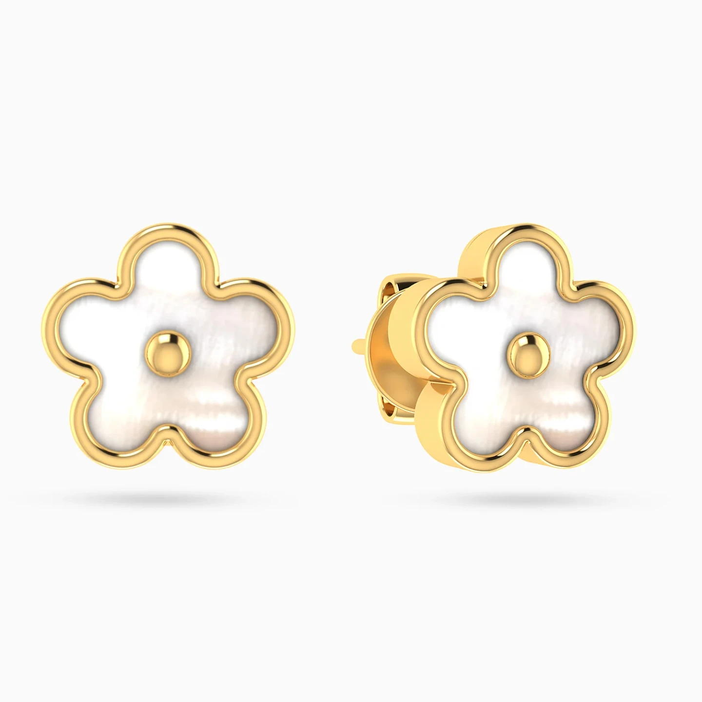Kids Five Petals Flower Pearl Stud Earrings in 18K Gold Kids Five Petals Flower Pearl Stud Earrings in 18K Gold