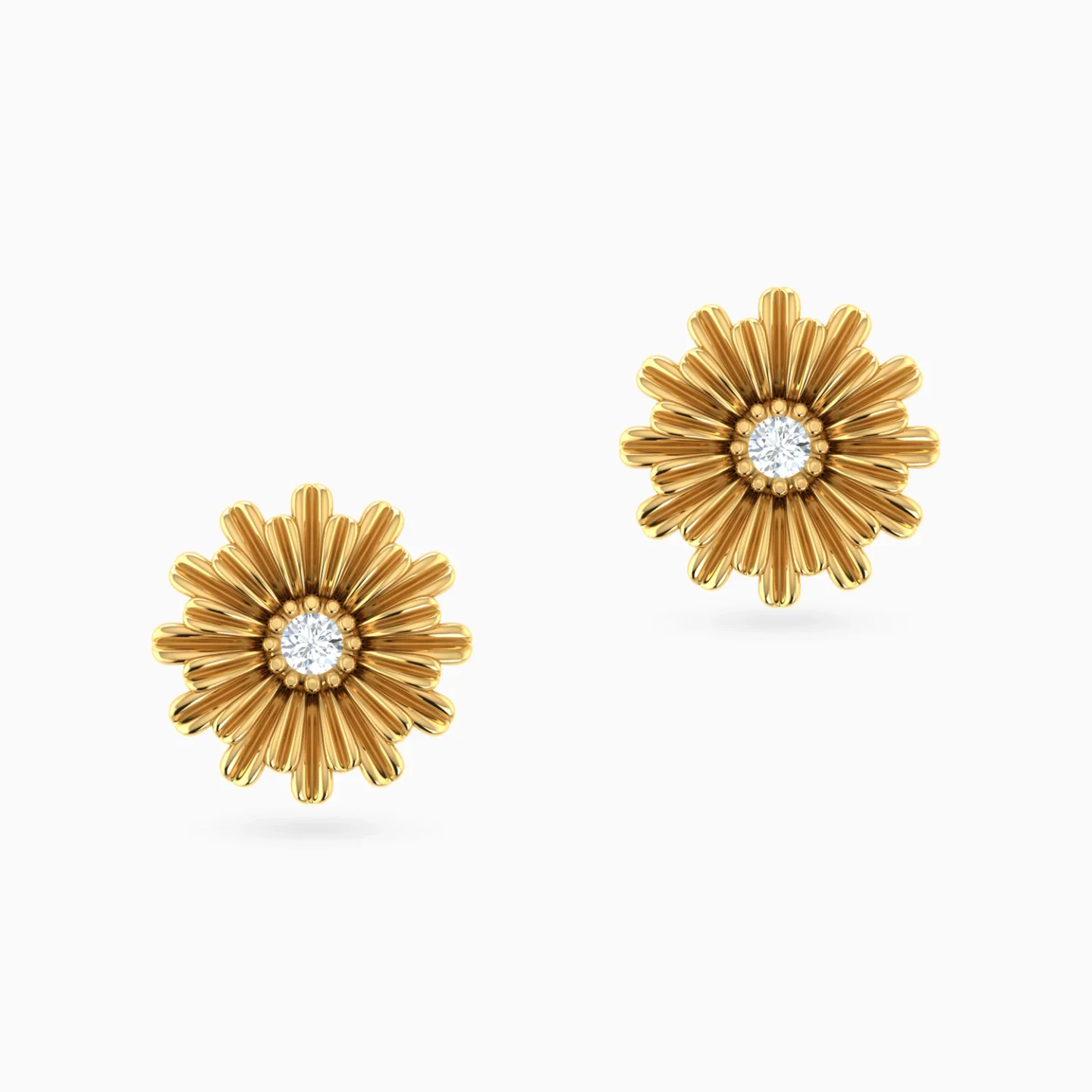Kids Daisy Flower Clear Stone Stud Earrings in 18K Gold - 3 Kids Daisy Flower Clear Stone Stud Earrings in 18K Gold - 3