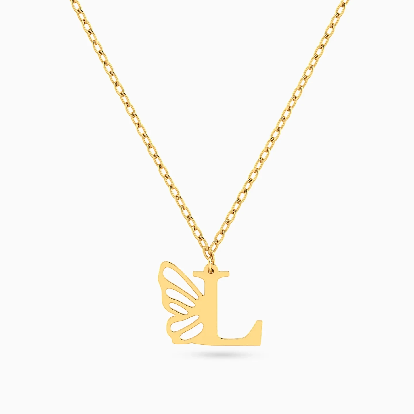 Kids Letter L & Butterfly Wing Necklace in 18K Gold Kids Letter L & Butterfly Wing Necklace in 18K Gold